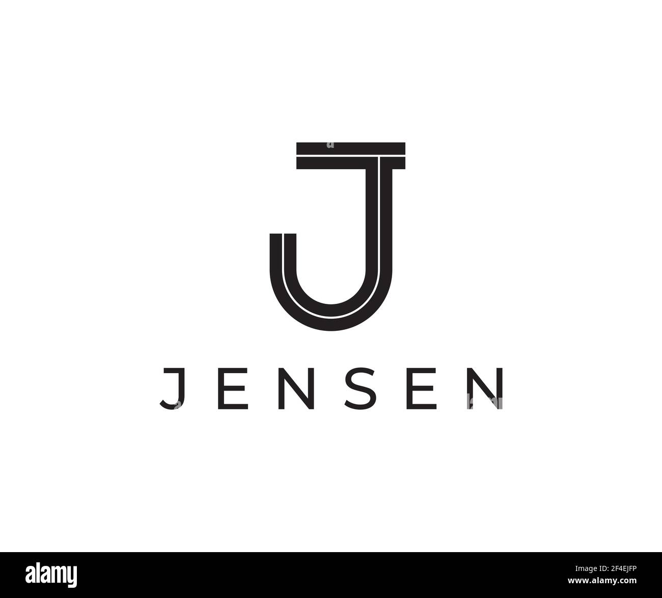 Lettera iniziale tipo J nero elegante logo design. Icona vettoriale minimalista astratta con monogramma J per l'identità di un marchio commerciale. Illustrazione Vettoriale