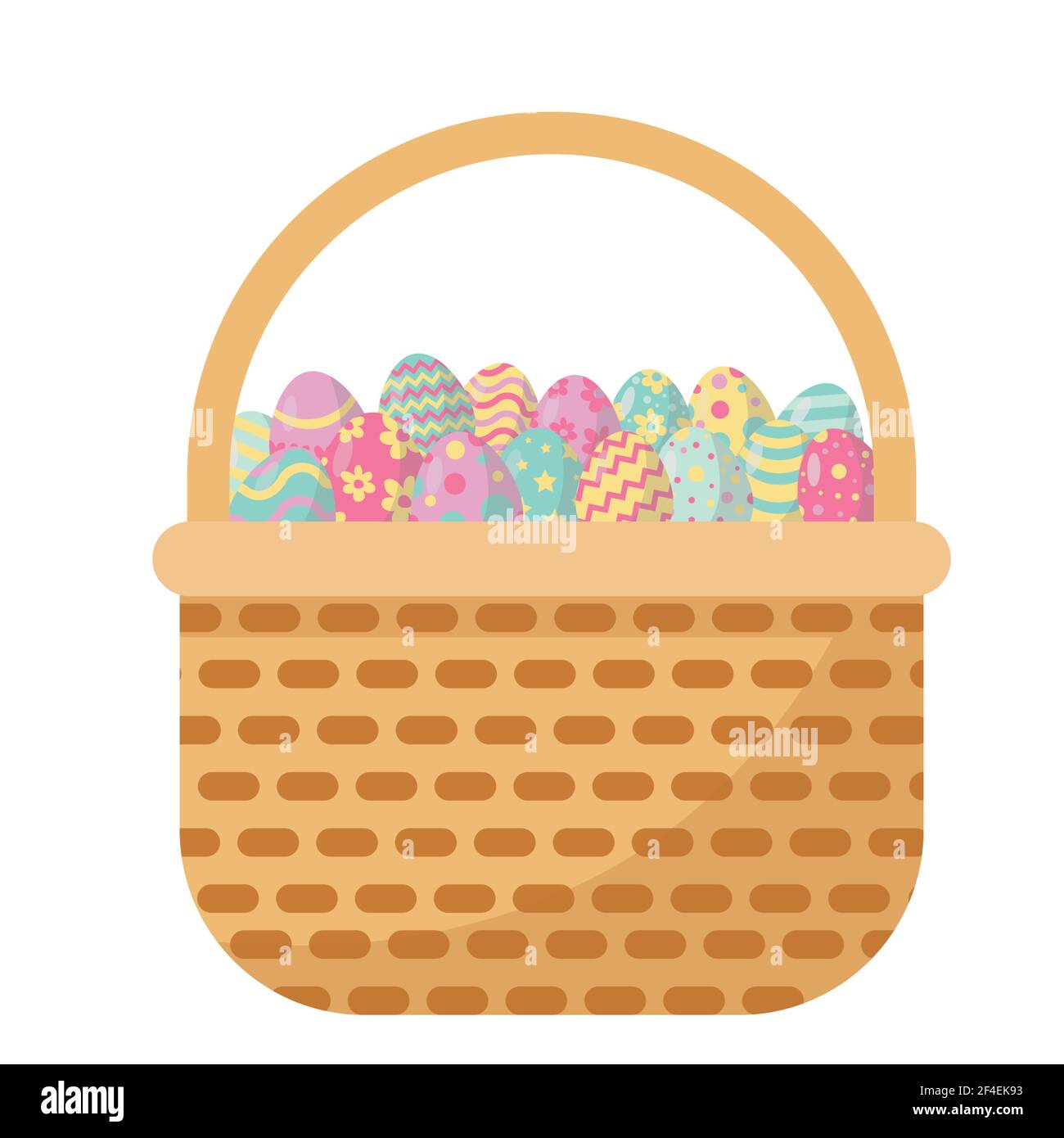 Cestino con uova di pasqua, pasqua felice, illustrazione vettoriale Illustrazione Vettoriale