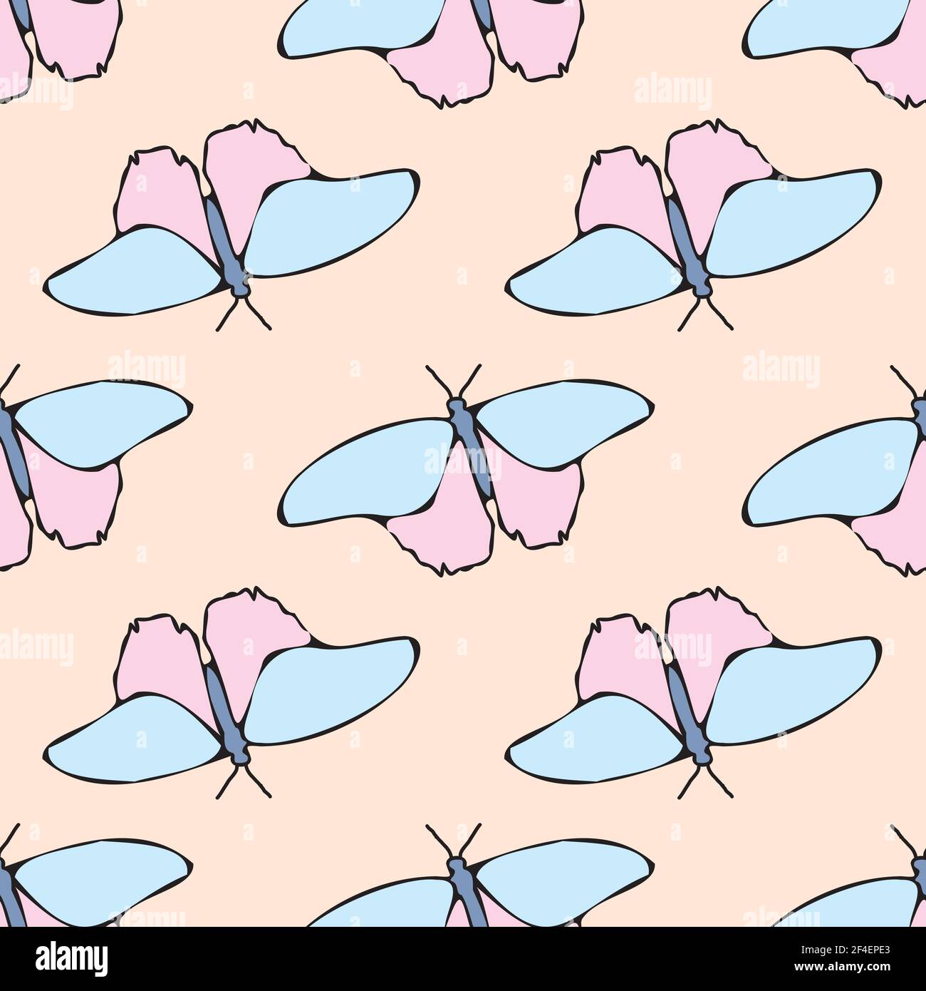 Vettore pastello sfondo farfalla senza cuciture pattern. Farfalle. Sfondo con ripetizione senza giunture Illustrazione Vettoriale