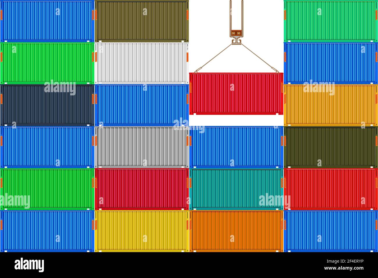 Pila metallo di trasporto merci containers.Delivery di cargo shipping.Pattern di merci Contenitore per illustrazione vettoriale logistica e trasporto Illustrazione Vettoriale