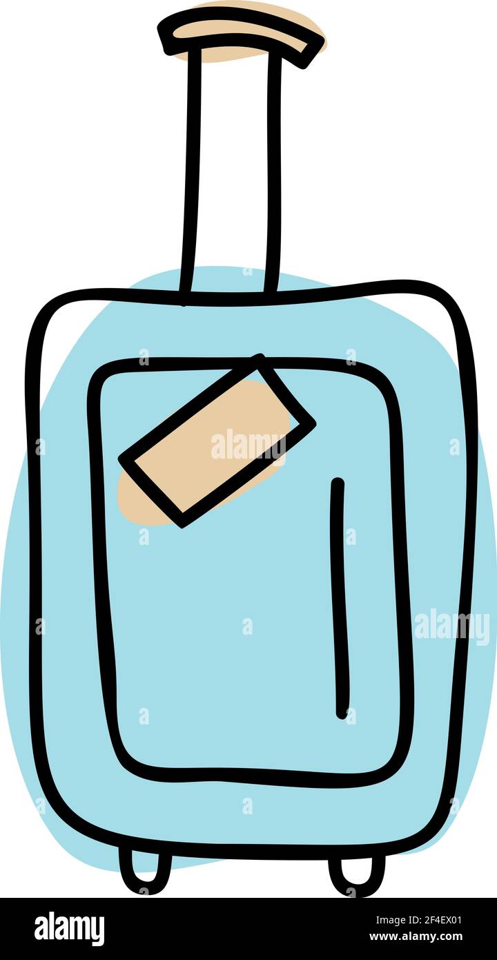 Tempo di viaggio, concetto di pianificazione delle vacanze illustrazione con bagaglio a mano valigia di turismo, viaggio, viaggio, tour, viaggio. Estate vacanza doodle icona Illustrazione Vettoriale