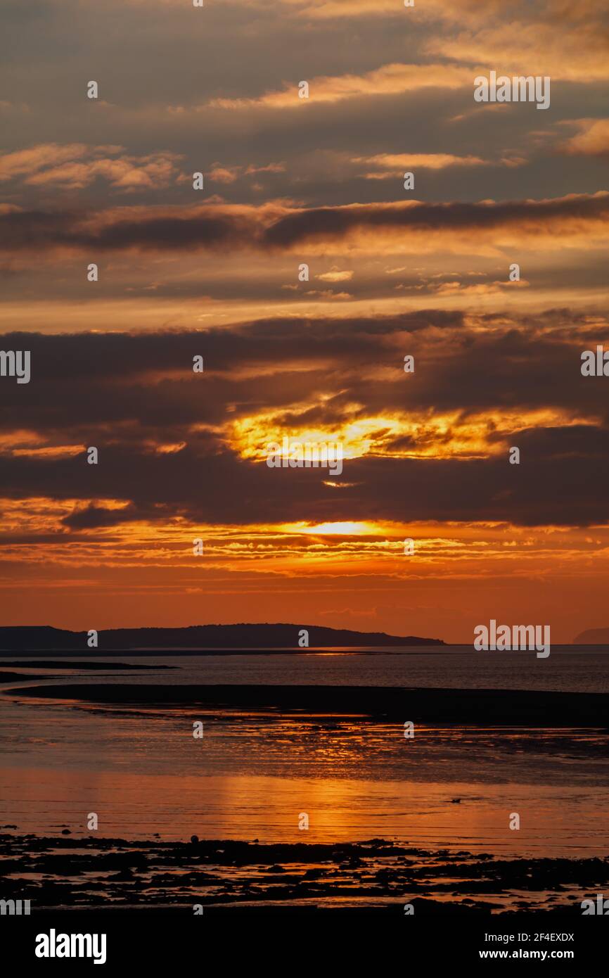 Tramonto sul Canale di Bristol Foto Stock