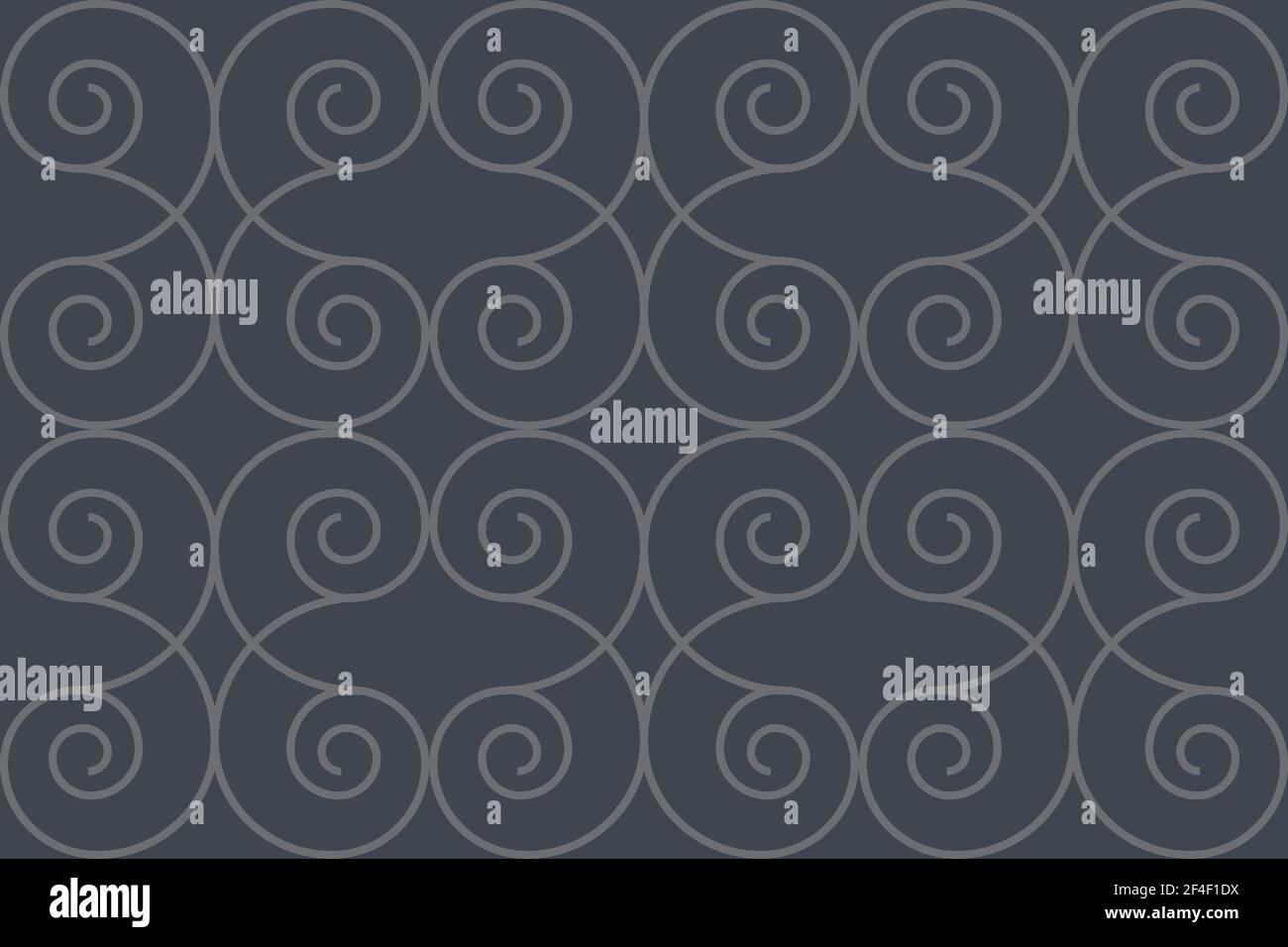 Sfondo astratto senza giunture realizzato con linee a spirale curvilinee in astrazione gufo. Grafica vettoriale semplice e decorativa in colore blu/verde. Foto Stock