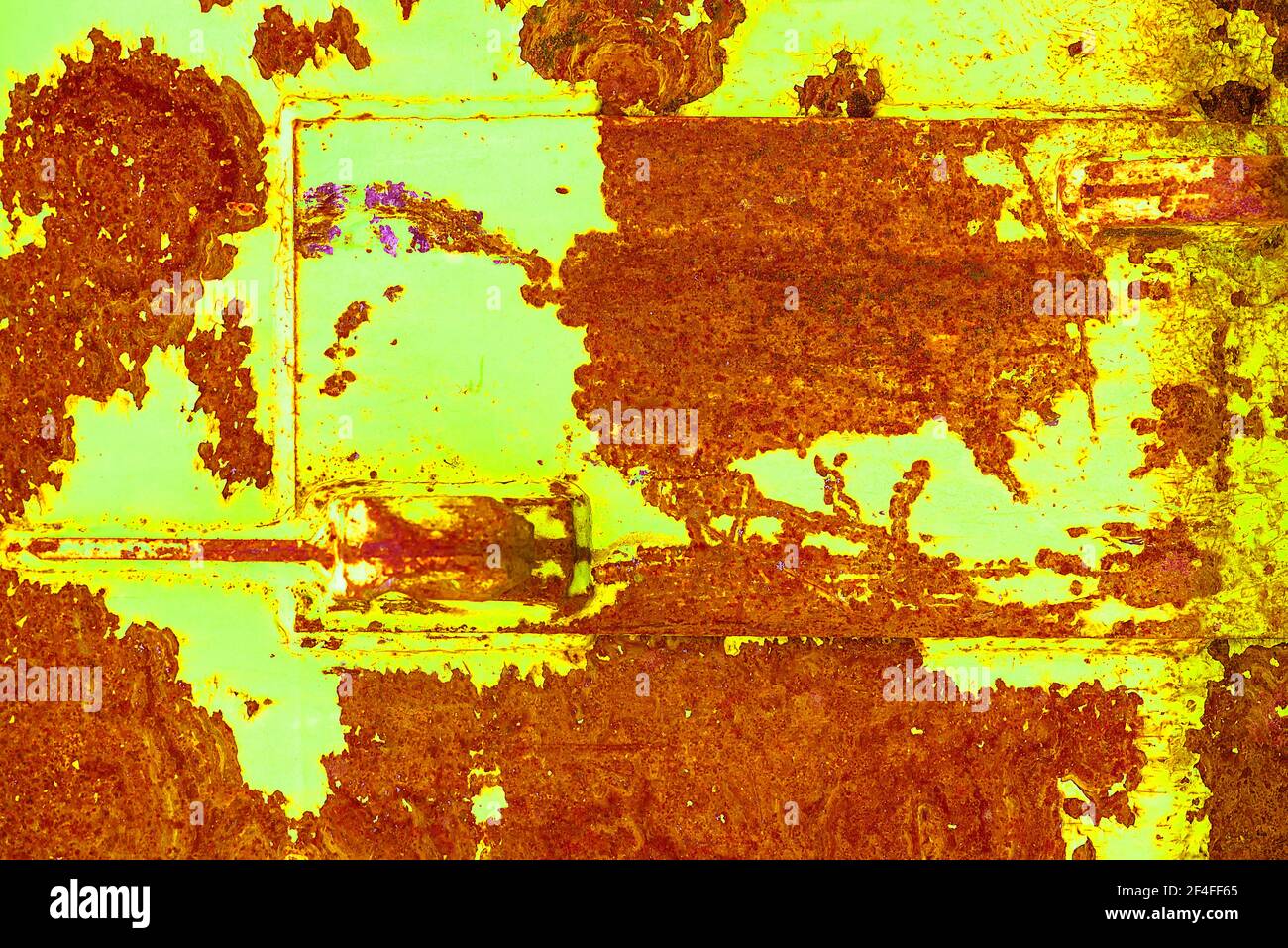 Piastra metallica scolorita, immagine di sfondo, Germania Foto Stock