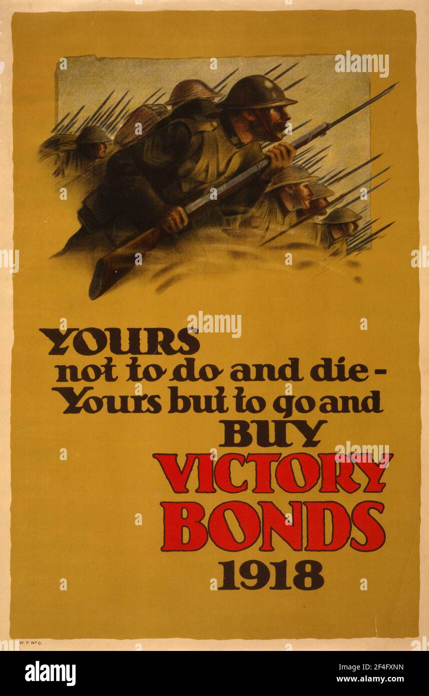 Un poster americano della prima guerra mondiale che incoraggia la gente ad acquistare I legami di vittoria Foto Stock