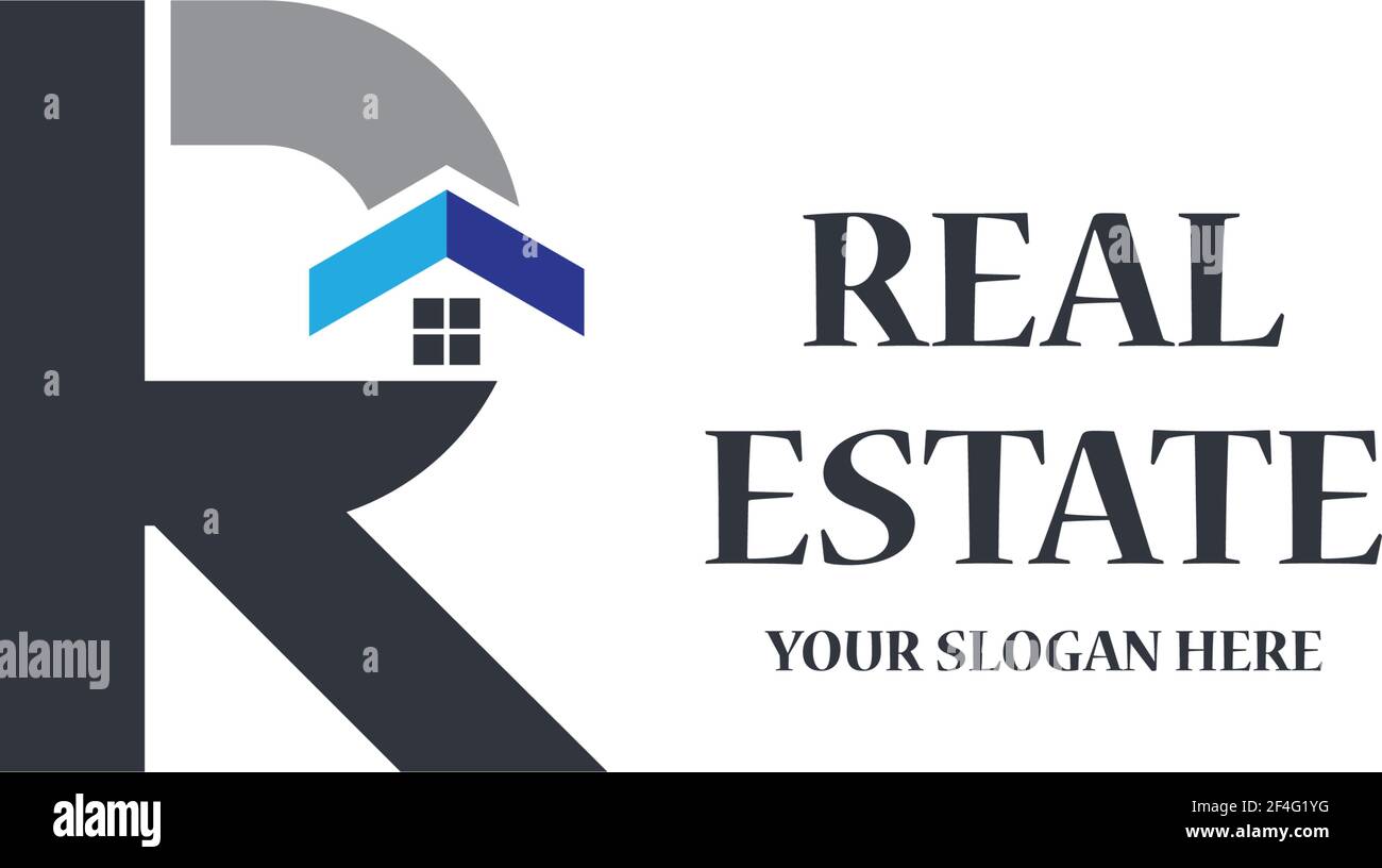 R iniziale per modello logo immobiliare vettore icona illustration Illustrazione Vettoriale