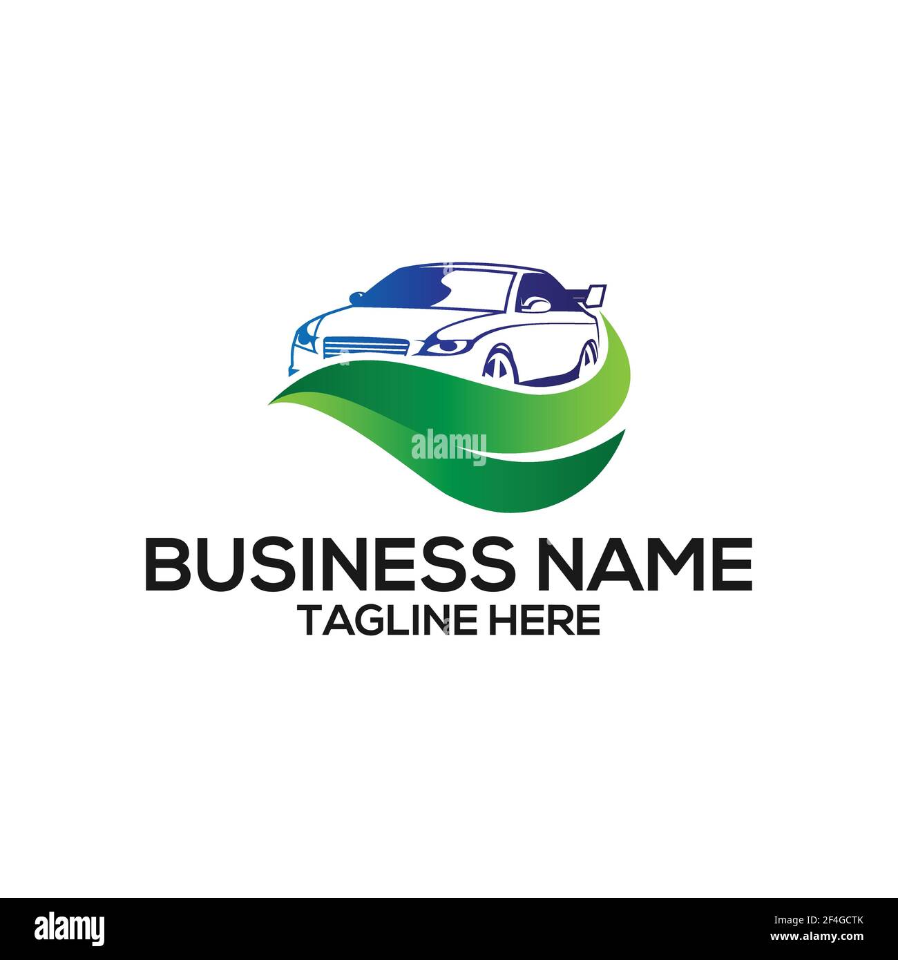 logo nature automotive. simbolo con auto e logo a foglia. logo templateready per l'uso Illustrazione Vettoriale