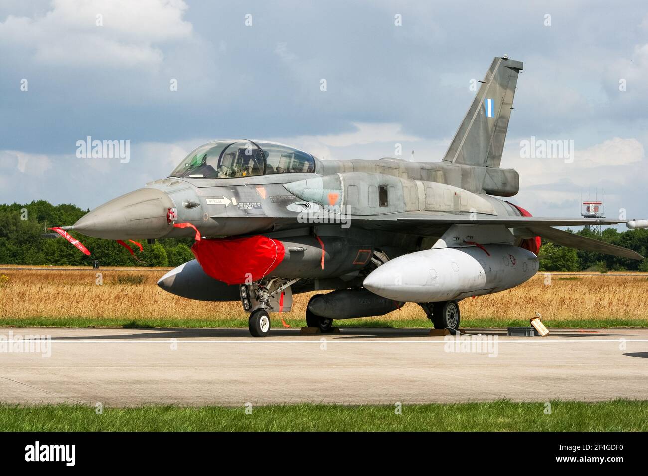 Hellenic Air Force (Grecia) F-16D Fighting Falcon jet alla Volkel Air base. Paesi Bassi - 20 giugno 2009 Foto Stock