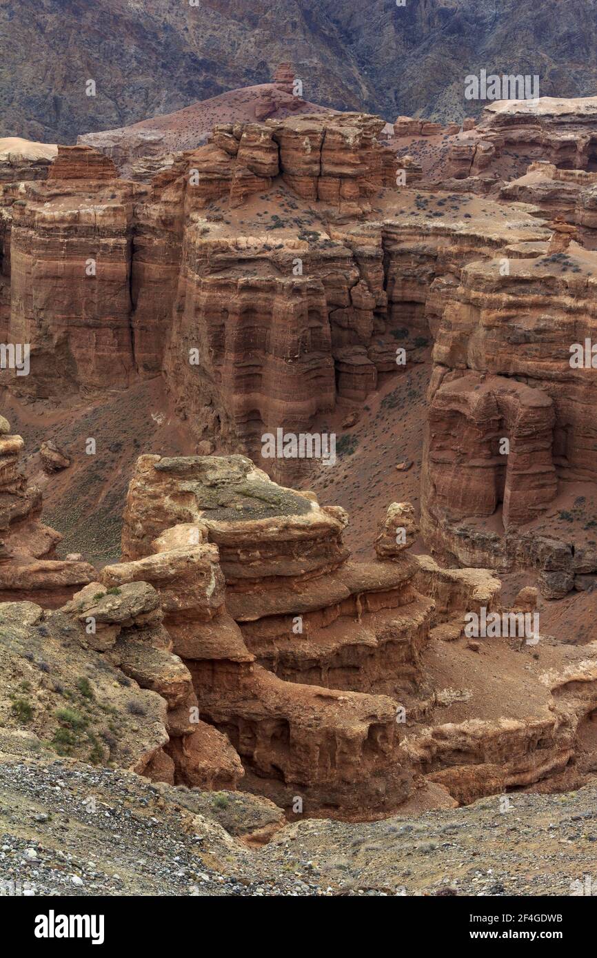 Valle dei Castelli. Canyon di Charyn. Kazakistan Foto Stock