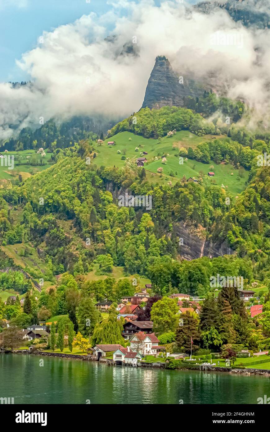 Lungomare di Vitznau sul Lago di Lucerna, Svizzera Foto Stock