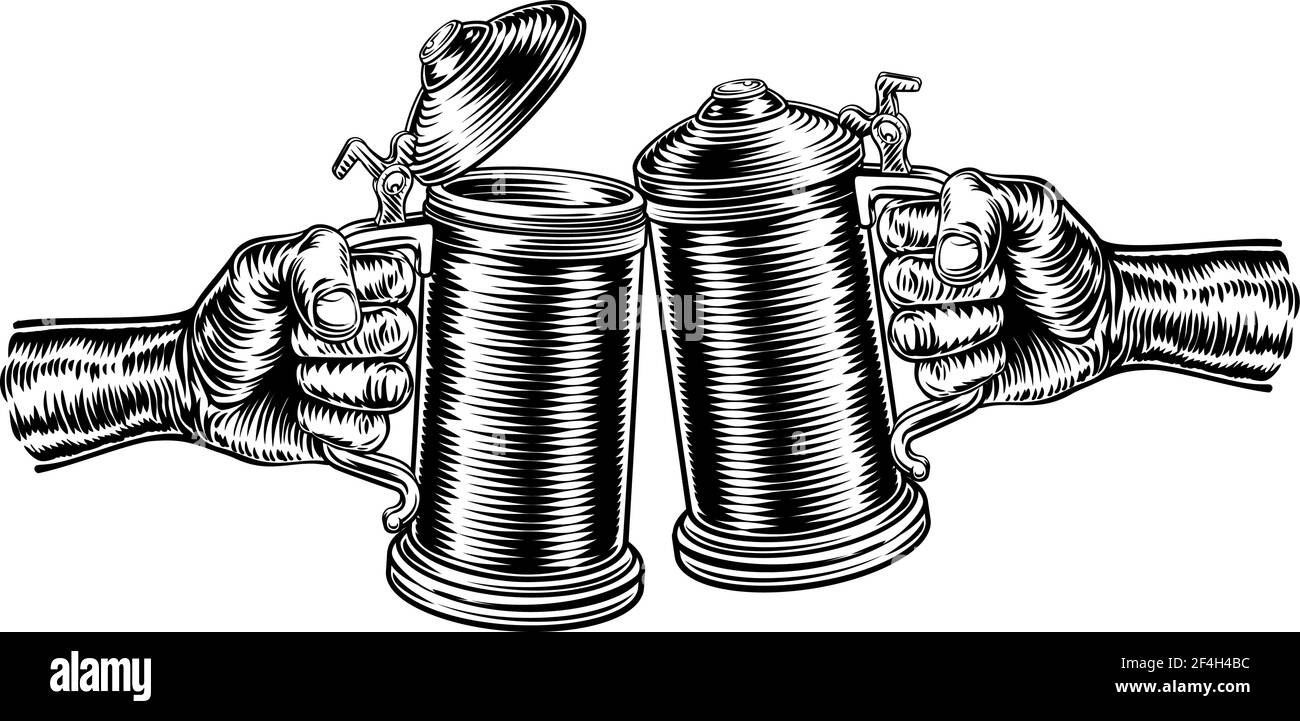 Birra Stein tedesco pinta di birra Oktoberfest il boccale tazze Illustrazione Vettoriale