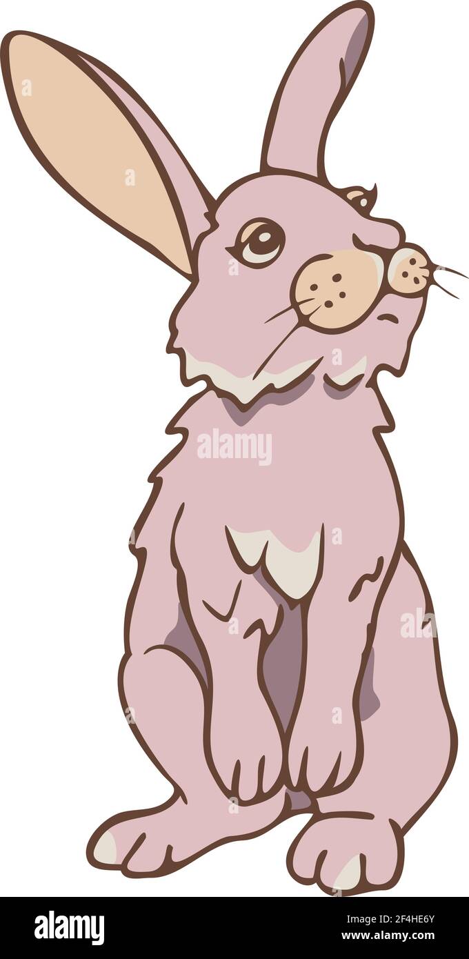 Illustrazione vettoriale di coniglio cute. Lepre in piedi. Illustrazione Vettoriale