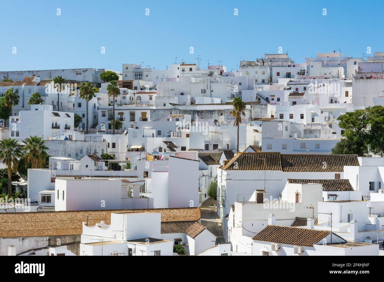 Case bianche a Vejer de la Frontera. Provincia di Cadice, Andalusia, Spagna Foto Stock