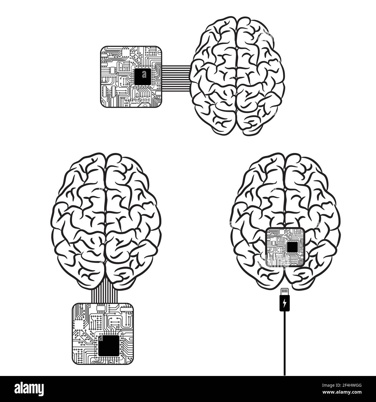 Sfondo di carica del chip del microschema cerebrale Illustrazione Vettoriale