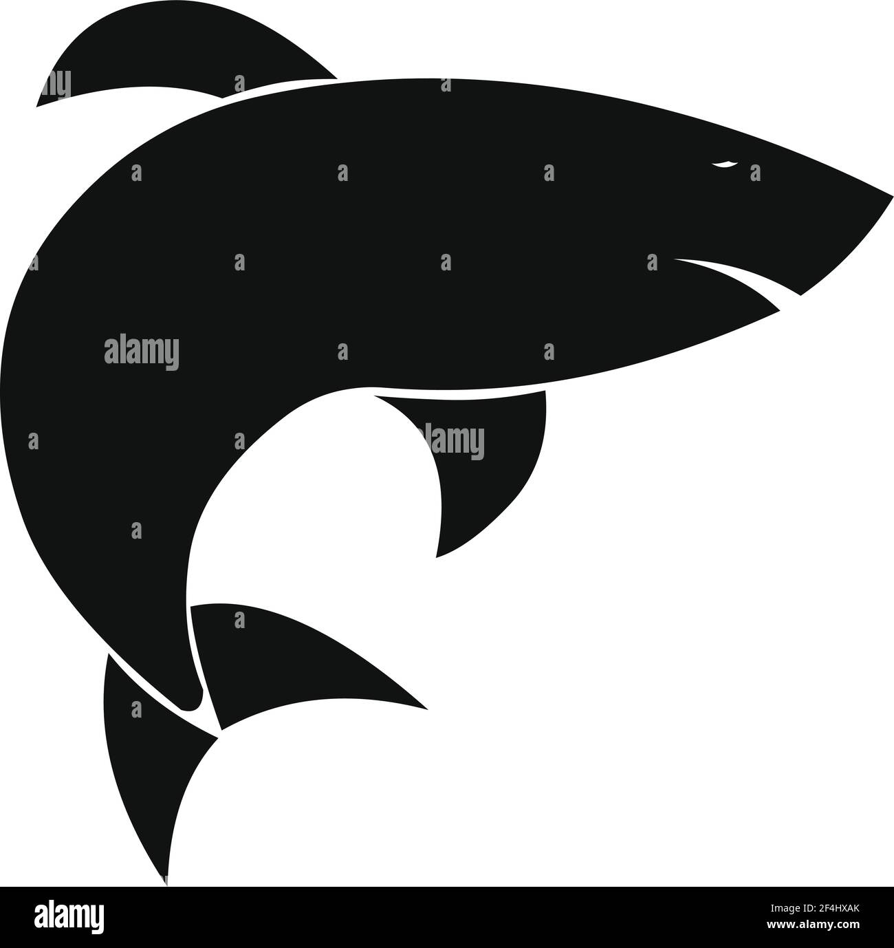 Shark Silhouette stock illustrazione vettore islated in sfondo bianco Illustrazione Vettoriale