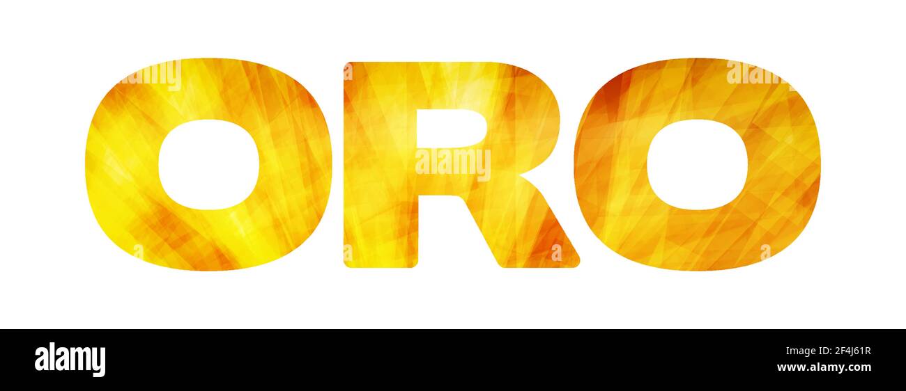 La parola d'oro "Oro" è isolata su sfondo bianco. Grafica vettoriale Illustrazione Vettoriale