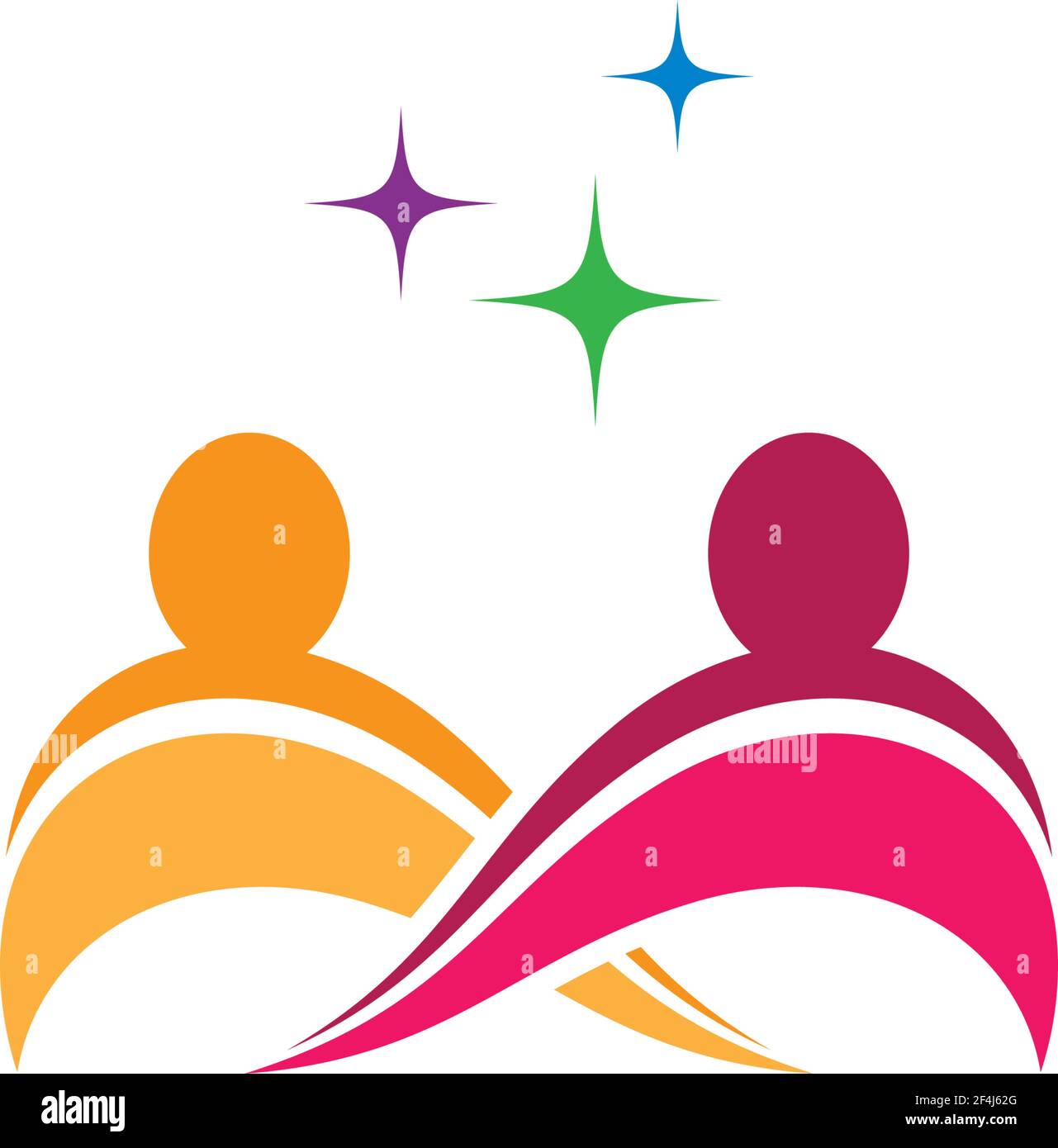 Disegno di illustrazione di icone vettoriali di modello di logo di adozione e cura della comunità Illustrazione Vettoriale