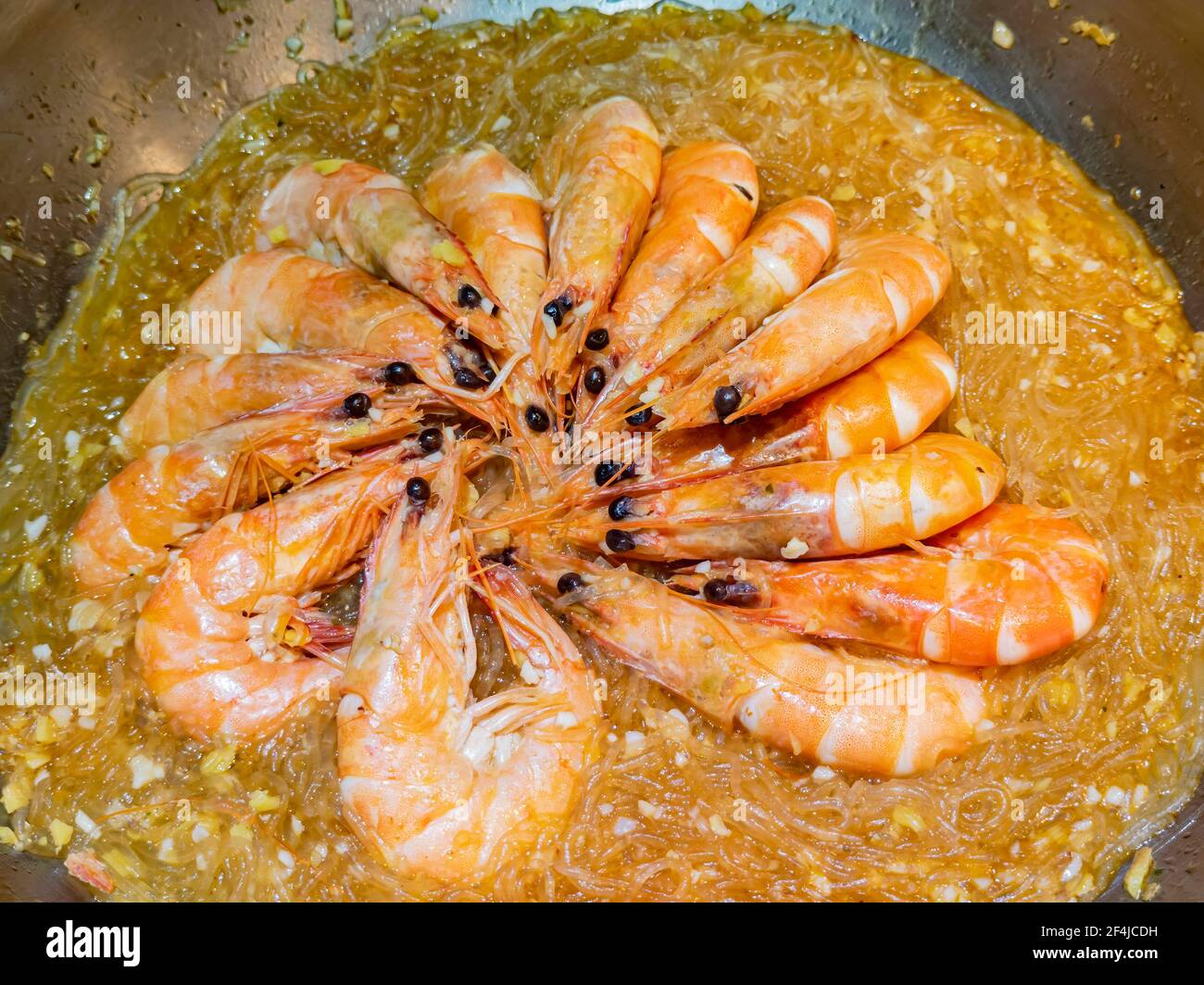 Primo piano di Shrimp Pot con Bean Threads a Las Vegas, Nevada Foto Stock