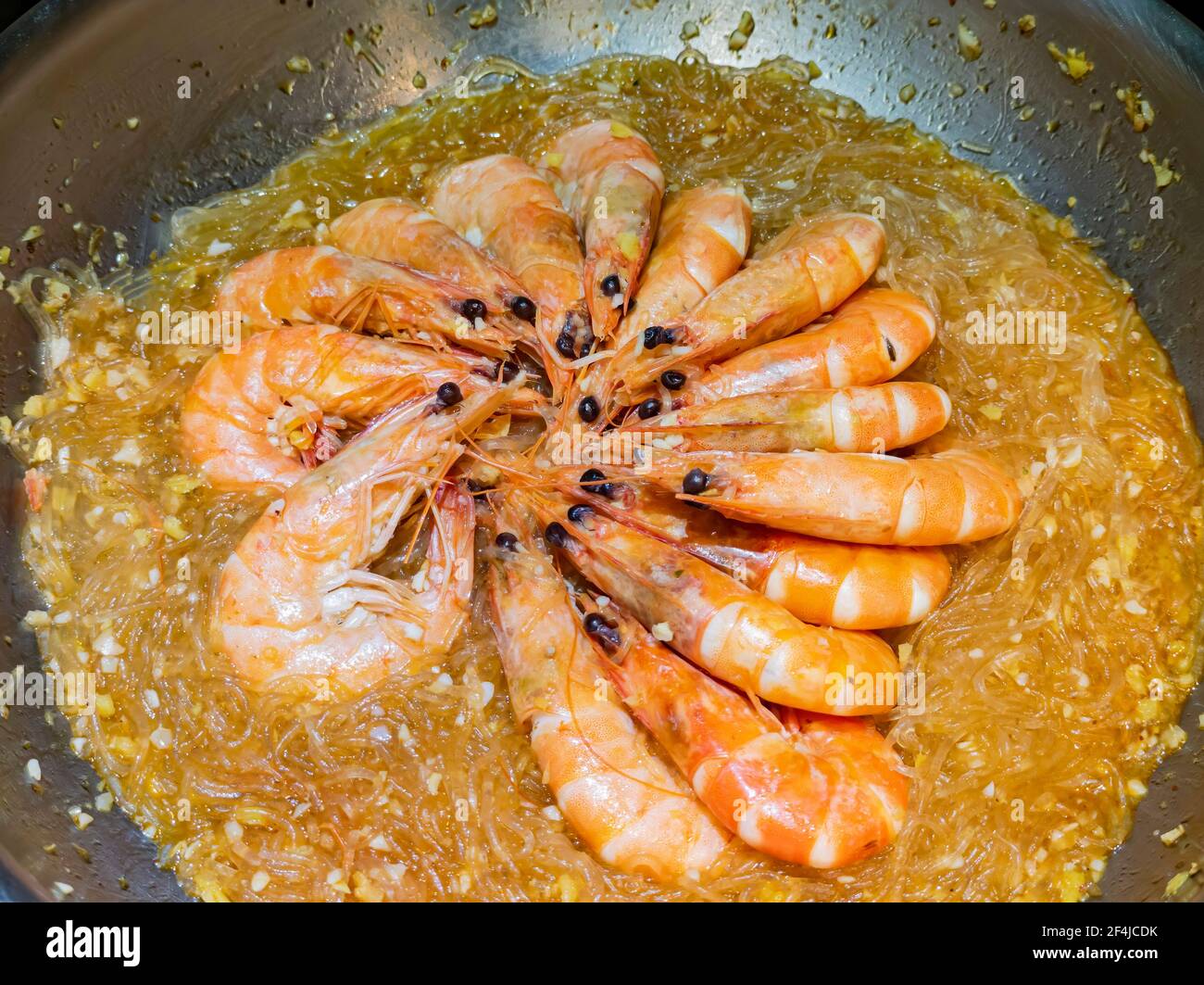 Primo piano di Shrimp Pot con Bean Threads a Las Vegas, Nevada Foto Stock