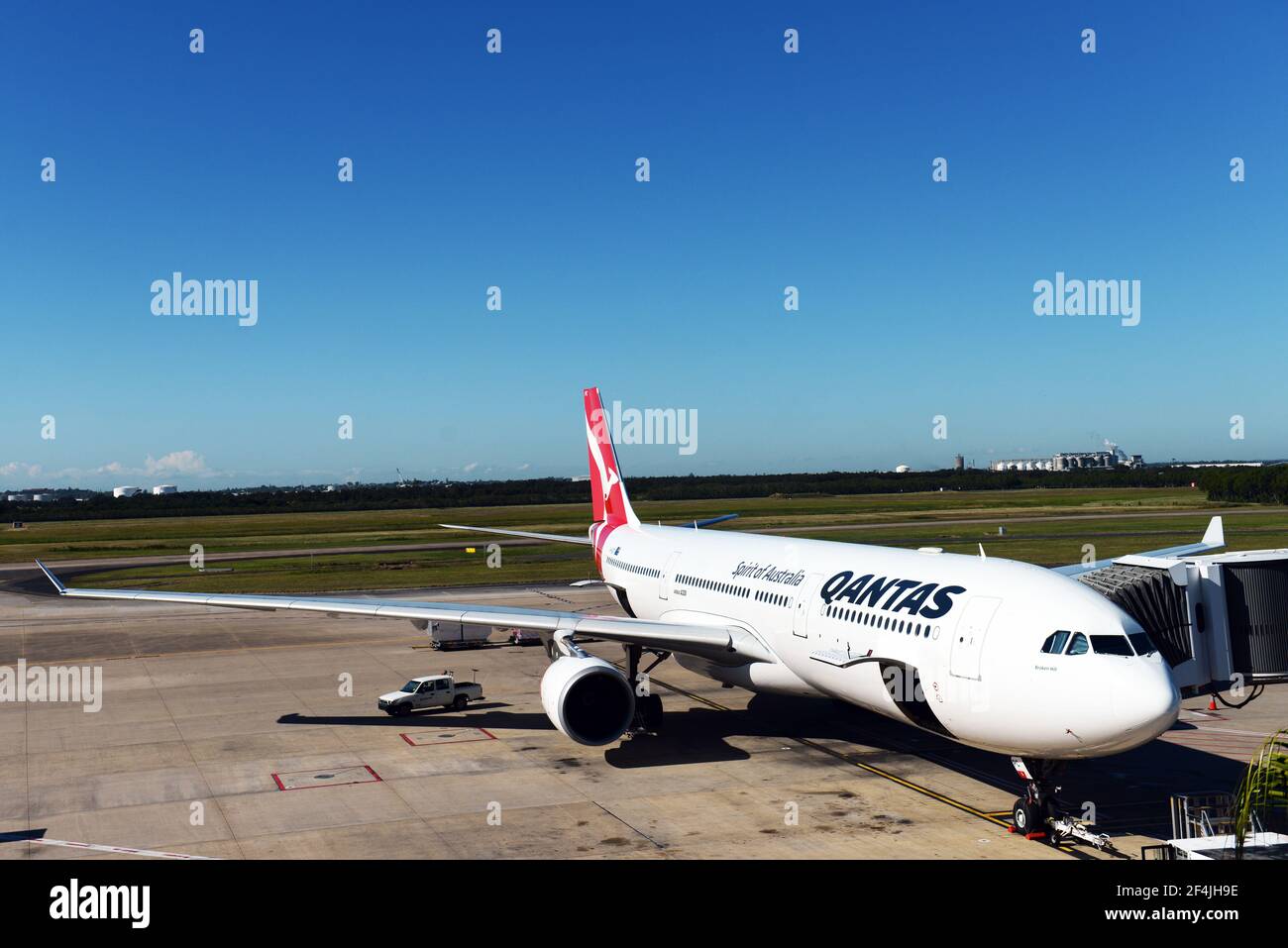 Qantas Airways all'aeroporto internazionale di Brisbane, Australia. Foto Stock