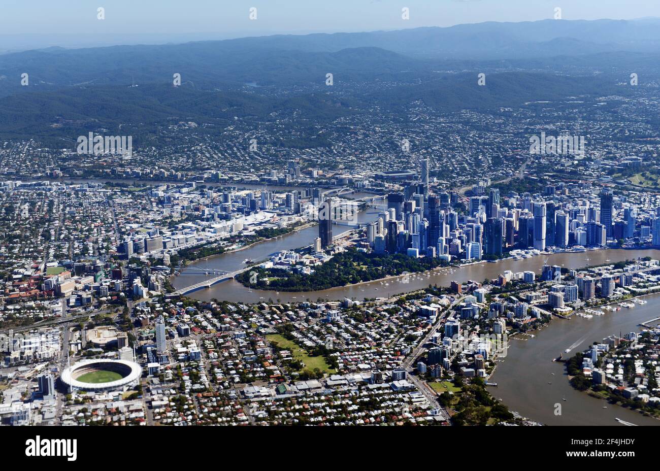 Vista aerea di Brisbane's downtown. Foto Stock