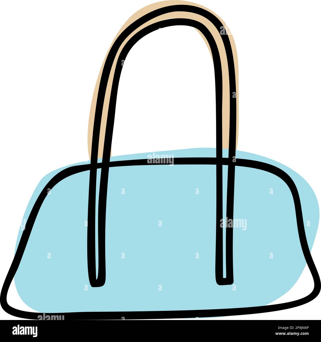 Borsone con ruote trainato a mano. Illustrazione vettoriale della borsa da viaggio blu. Disegno della borsa da viaggio isolata in bianco. Estate turismo oggetto. Borsa per Illustrazione Vettoriale