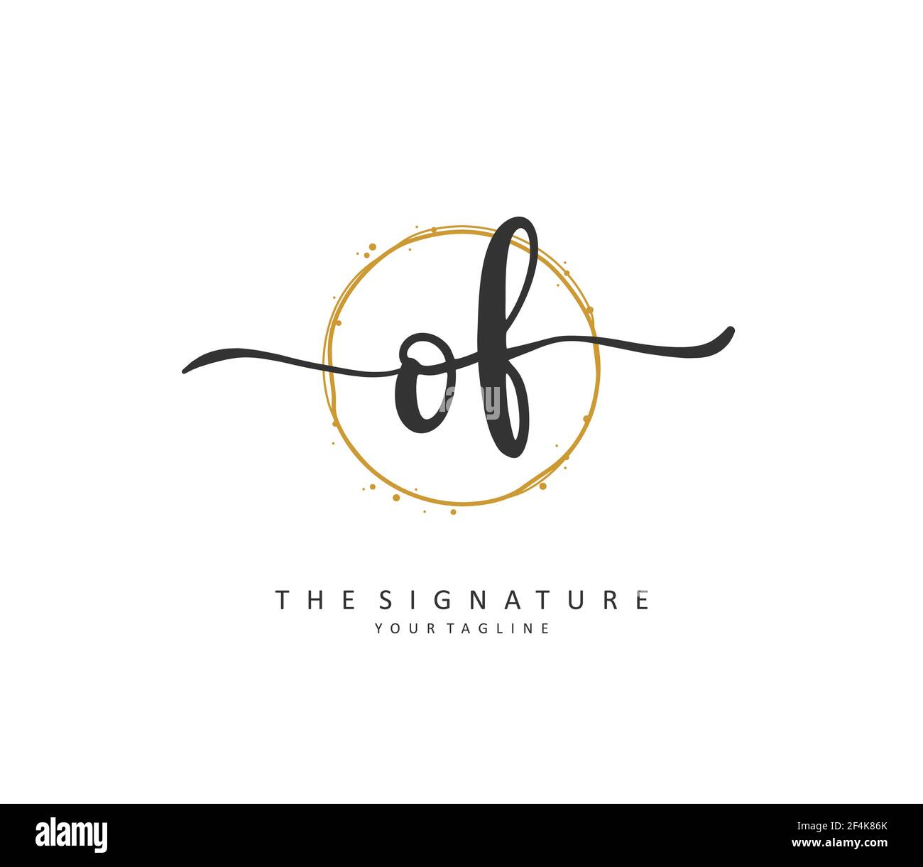 DELLA scrittura iniziale della lettera e del logo della firma. Un logo iniziale di calligrafia concettuale con elemento modello. Illustrazione Vettoriale