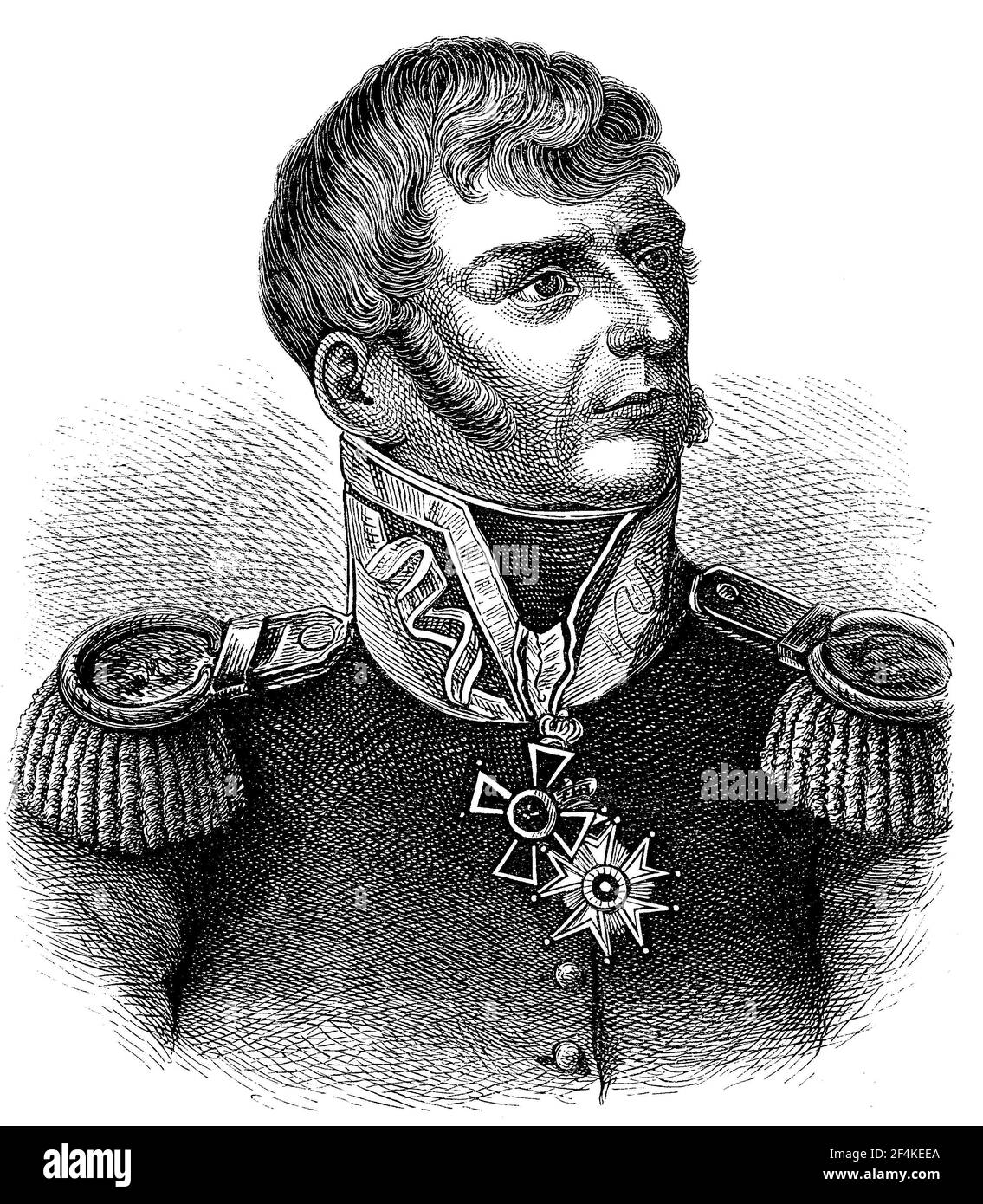 Jozef Grzegorz Chlopicki, 14 marzo 1771 - 30 settembre 1854, è stato un generale polacco / Jozef Grzegorz Chlopicki, 14. März 1771 - 30. Settembre 1854, guerra ein polnischer Generale, Historisch, storico, digitale riproduzione migliorata di un originale del 19 ° secolo / digitale Reproduktion einer Originalvorlage aus dem 19. Jahrhundert Foto Stock