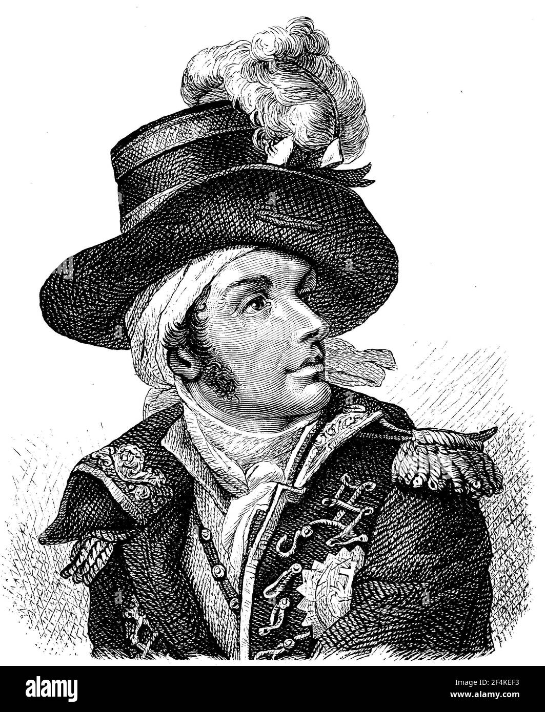 Francois Athanase de Charette de la Contrie, 21 aprile 1763 - 29 febbraio 1796, è stato un ufficiale navale francese e uno dei capi dell'Armee catholique et royale de Vendee durante la rivolta là nel 1793 a 1796 / Francois Athanase de Charette de la Contrie, 21. Aprile 1763 - 29. Febbraio 1796, war ein Französischer Marineoffizier und einer der Anführer der Armee catholique et royale de Vendee während des dortigen Aufstandes in den Jahren 1793 bis 1796, Historisch, storico, digitale riproduzione migliorata di un originale del 19 ° secolo / digitale Reproduktion einer Originalvorlage au Foto Stock