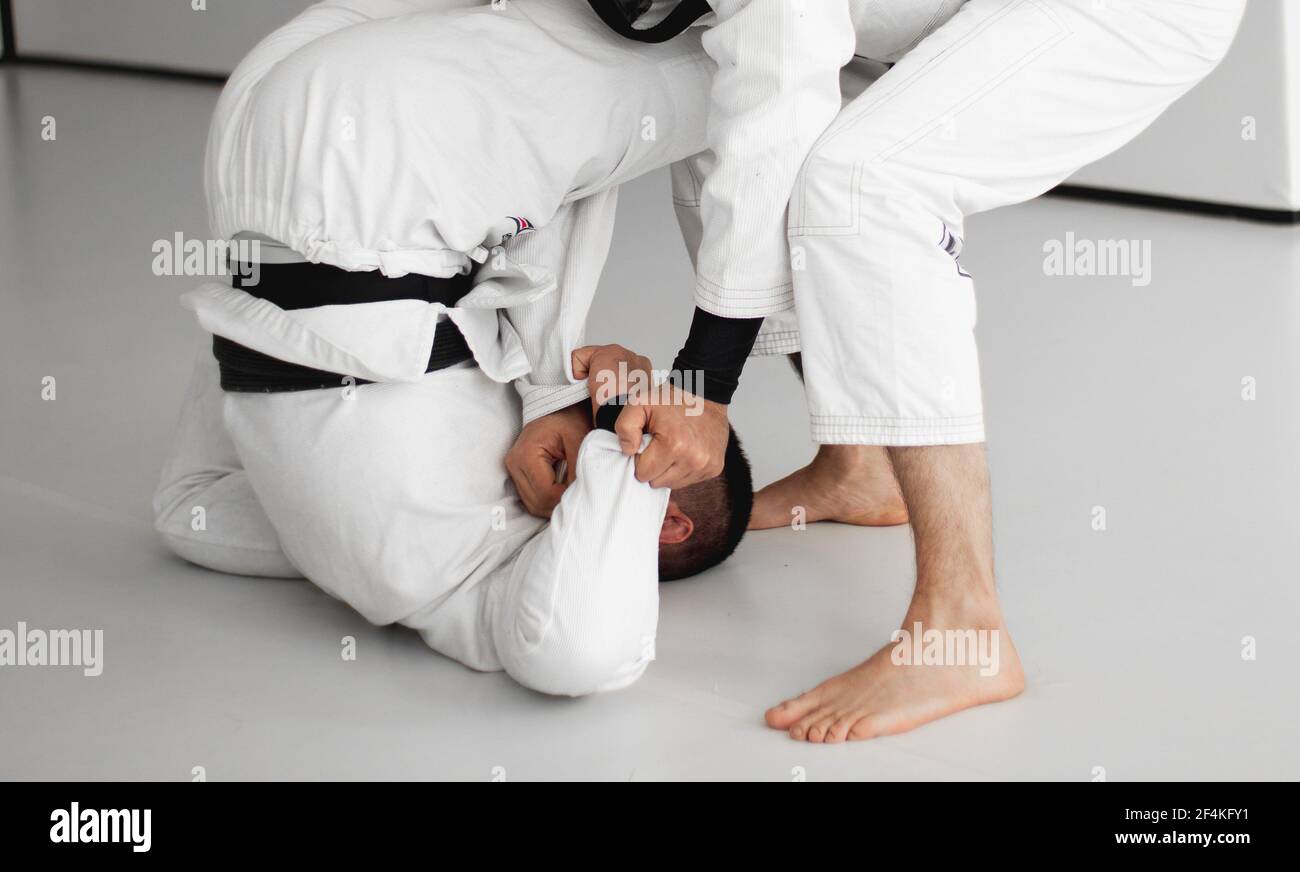 Un jitsu brasiliano jiu che spara sesione Foto Stock