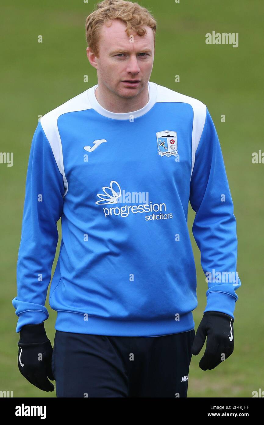 BARROW A FURNESS, REGNO UNITO. 20 MARZO: Chris Taylor di Barrow durante la partita Sky Bet League 2 tra Barrow e Crawley Town all'Holker Street, Barrow-in-Furness sabato 20 Marzo 2021. (Credit: Mark Fletcher | MI News) Credit: MI News & Sport /Alamy Live News Foto Stock