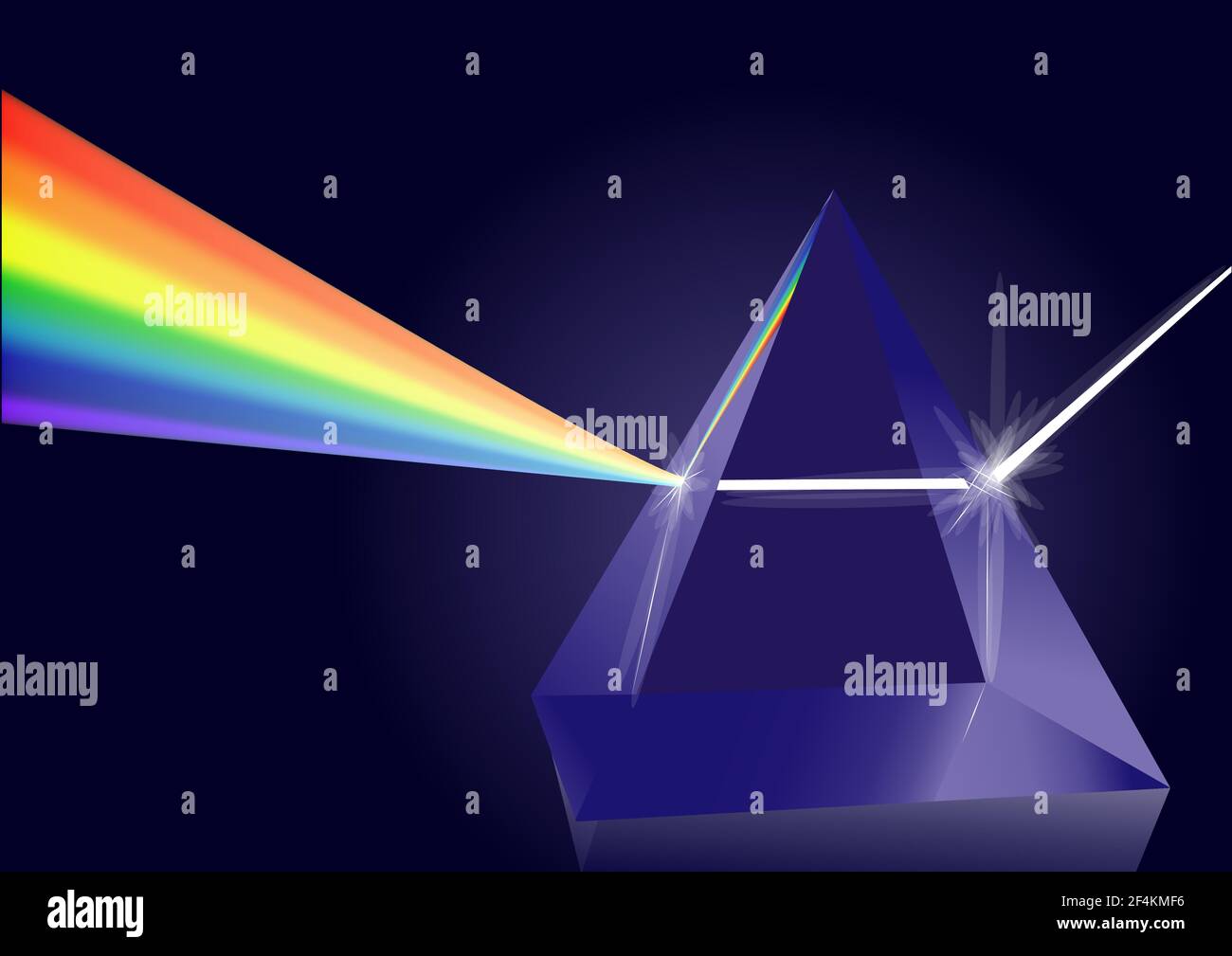 Composizione a spettro luminoso prisma con raggio arcobaleno Illustrazione Vettoriale
