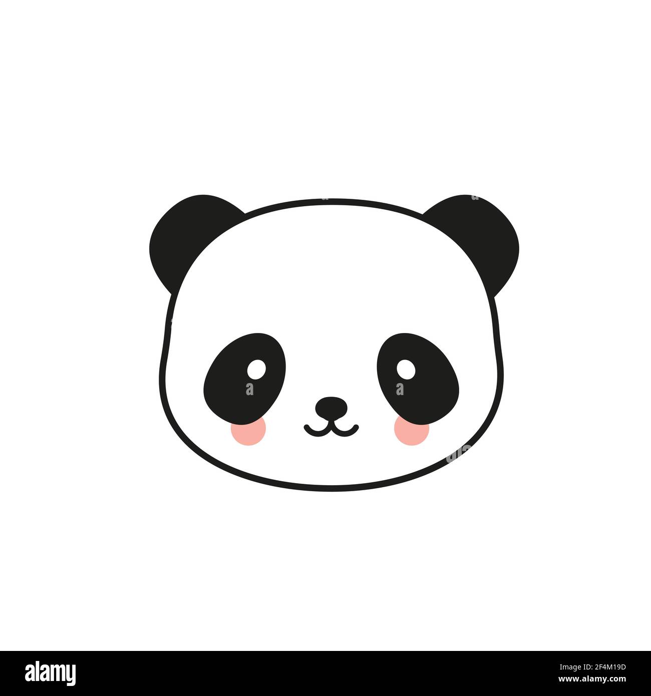 Icona piatta Panda. Logo del panda dell'orso. Bianco e nero.illustrazione vettoriale, design piatto Illustrazione Vettoriale