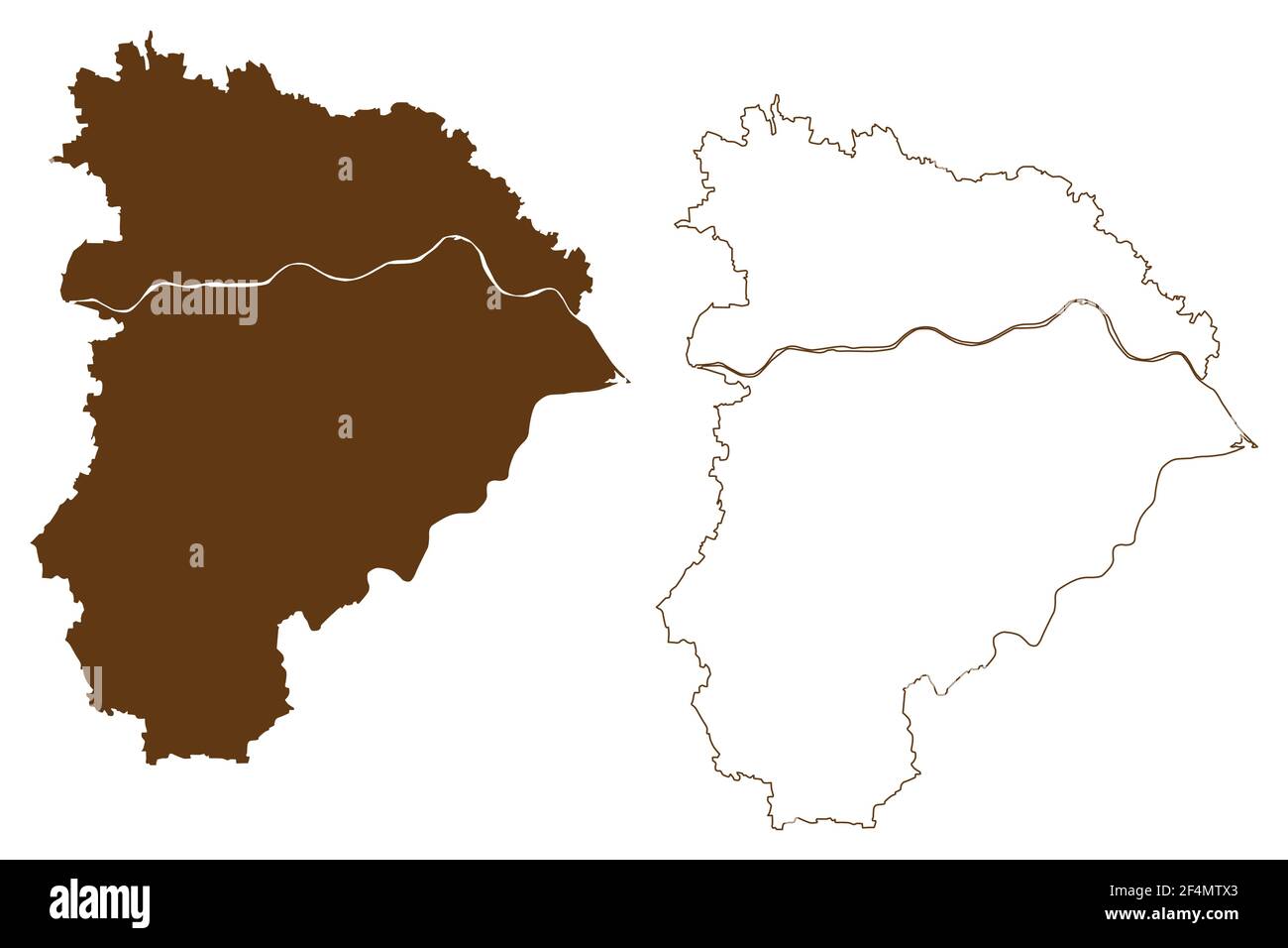 Distretto di Altotting (Repubblica federale di Germania, distretto rurale alta Baviera, Stato libero di Baviera) mappa vettoriale illustrazione, abbozzare Altotti Illustrazione Vettoriale