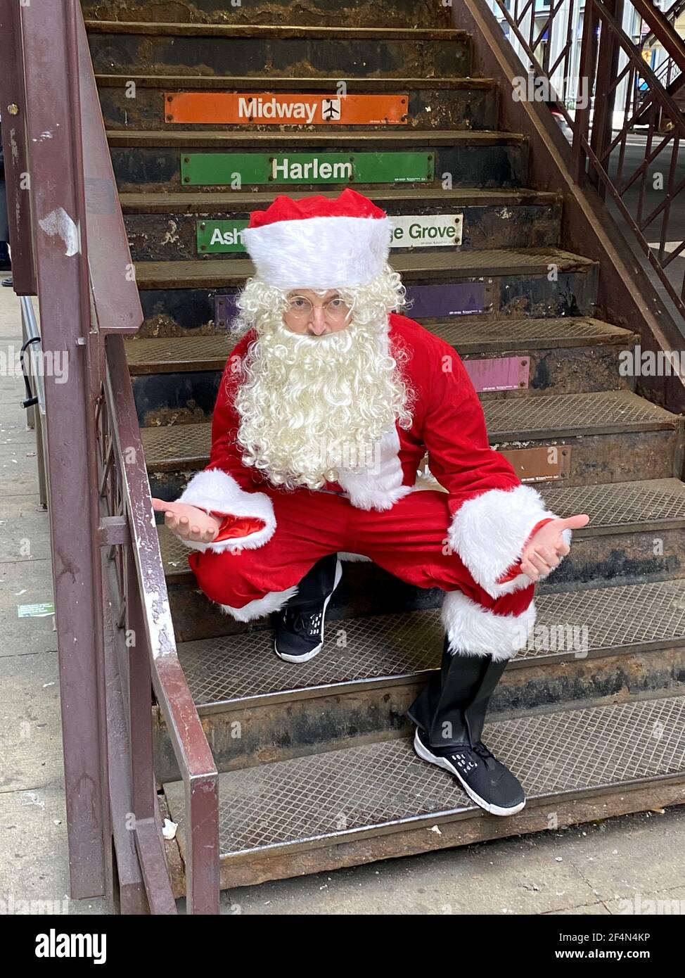 Santa nel Chicago's Loop Foto Stock