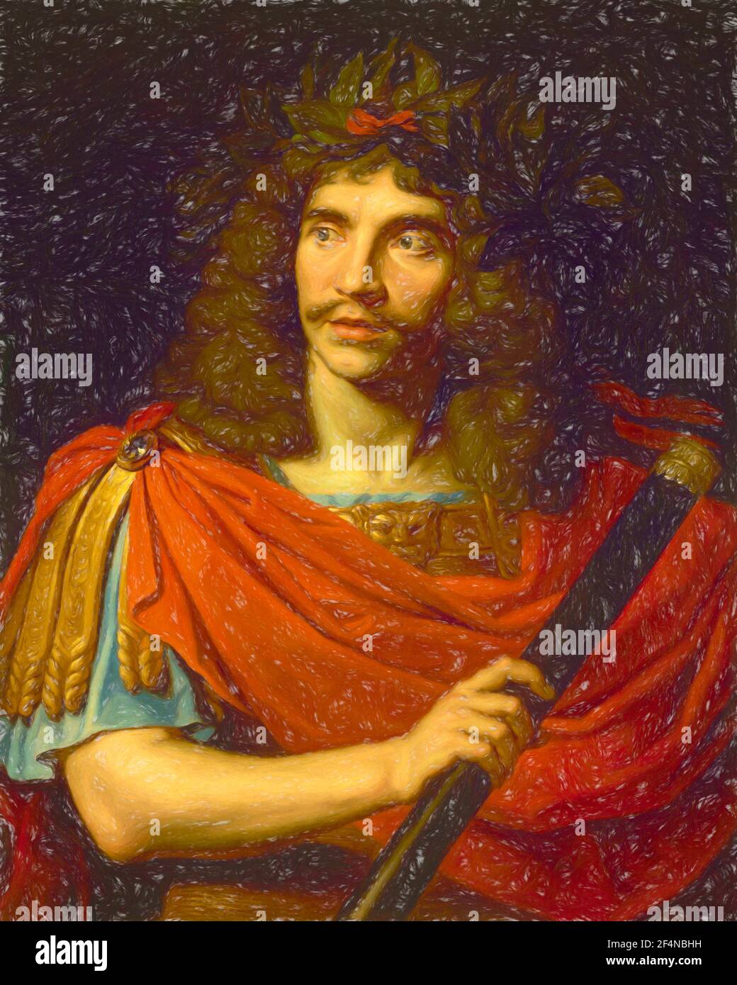 Molière nel ruolo di Cesare, la morte di Pompeo, ritratto di Nicolas Mignard Foto Stock