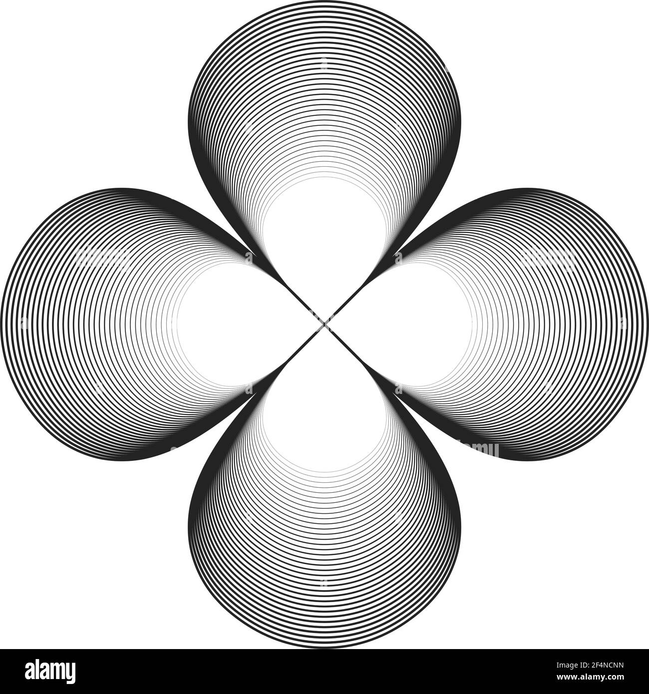 Linee nere che creano una forma geometrica arrotondata e uniforme. Schema ottico astratto. Sfondo vettoriale moderno. Illustrazione Vettoriale
