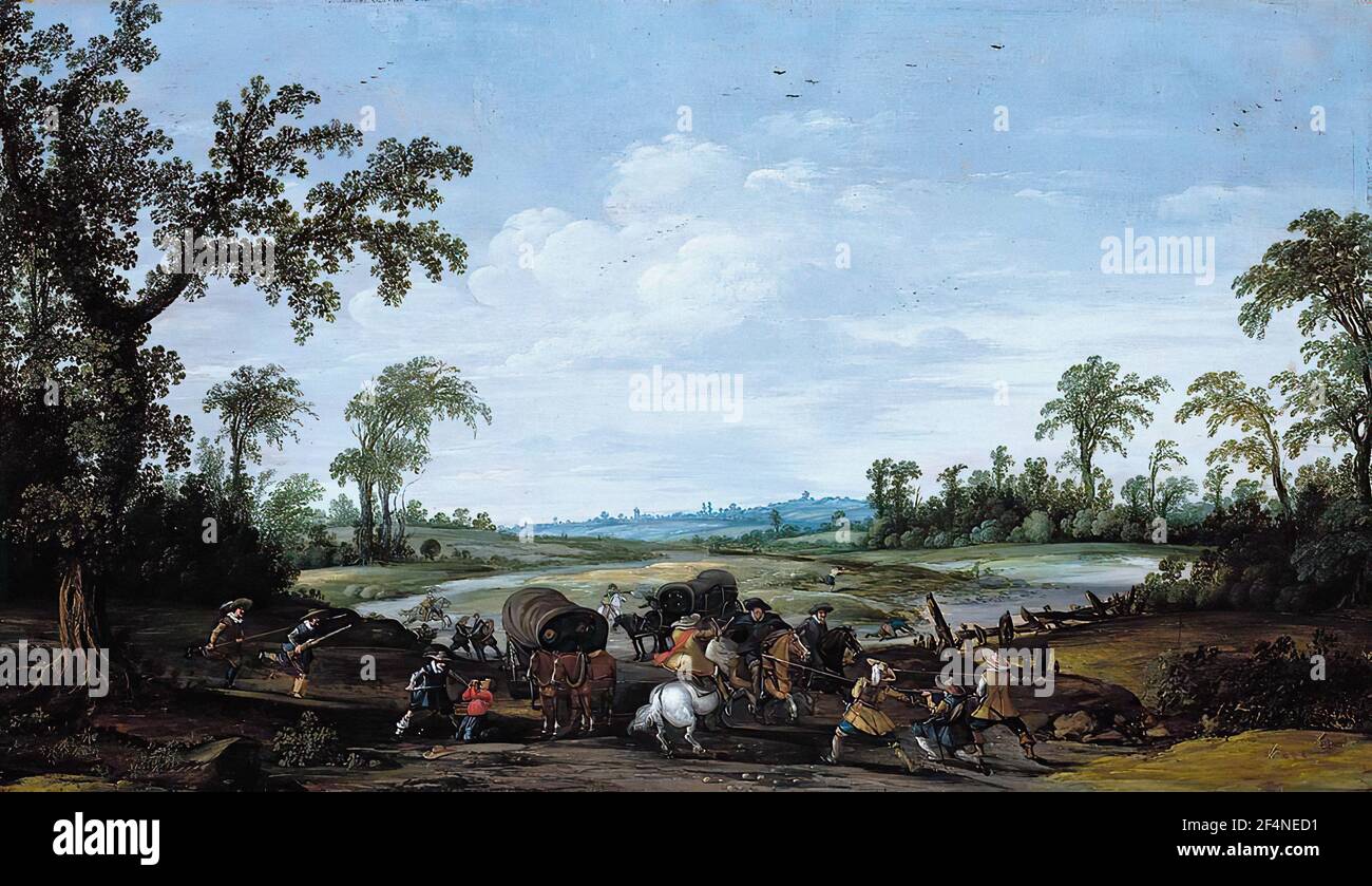Esaias van de Velde- Bandits attaccando i viaggiatori di Caravan C 1628 Foto Stock
