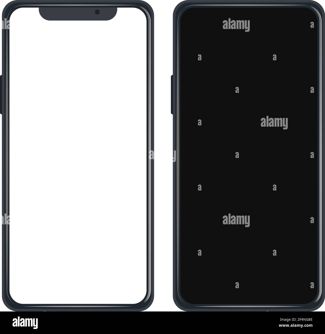 Smartphone modkup realistico e modificabile con schermo bianco vuoto per la dimostrazione visiva dell'applicazione dell'interfaccia utente. Illustrazione Vettoriale