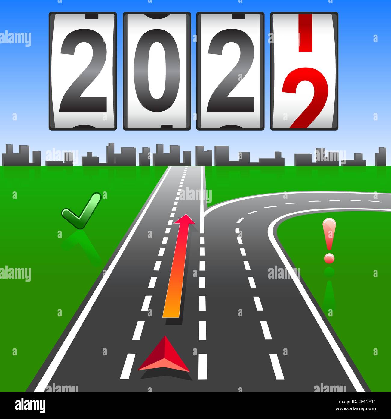 2022 nuovo anno di sostituzione della navigazione in avanti. Illustrazione Vettoriale