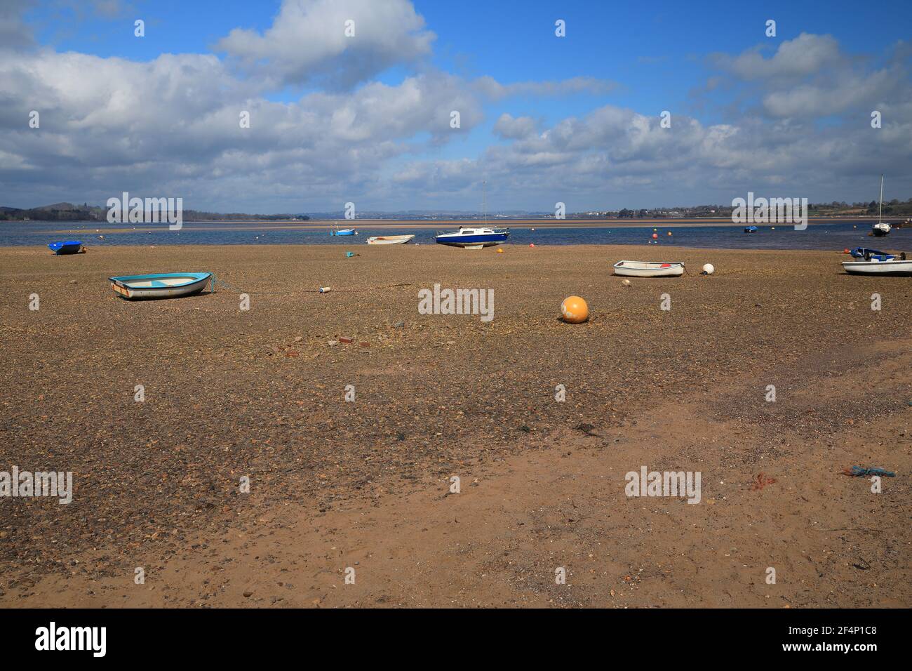 Shelley Beach, vista estuario - Exmouth, East Devon, Inghilterra, Regno Unito Foto Stock