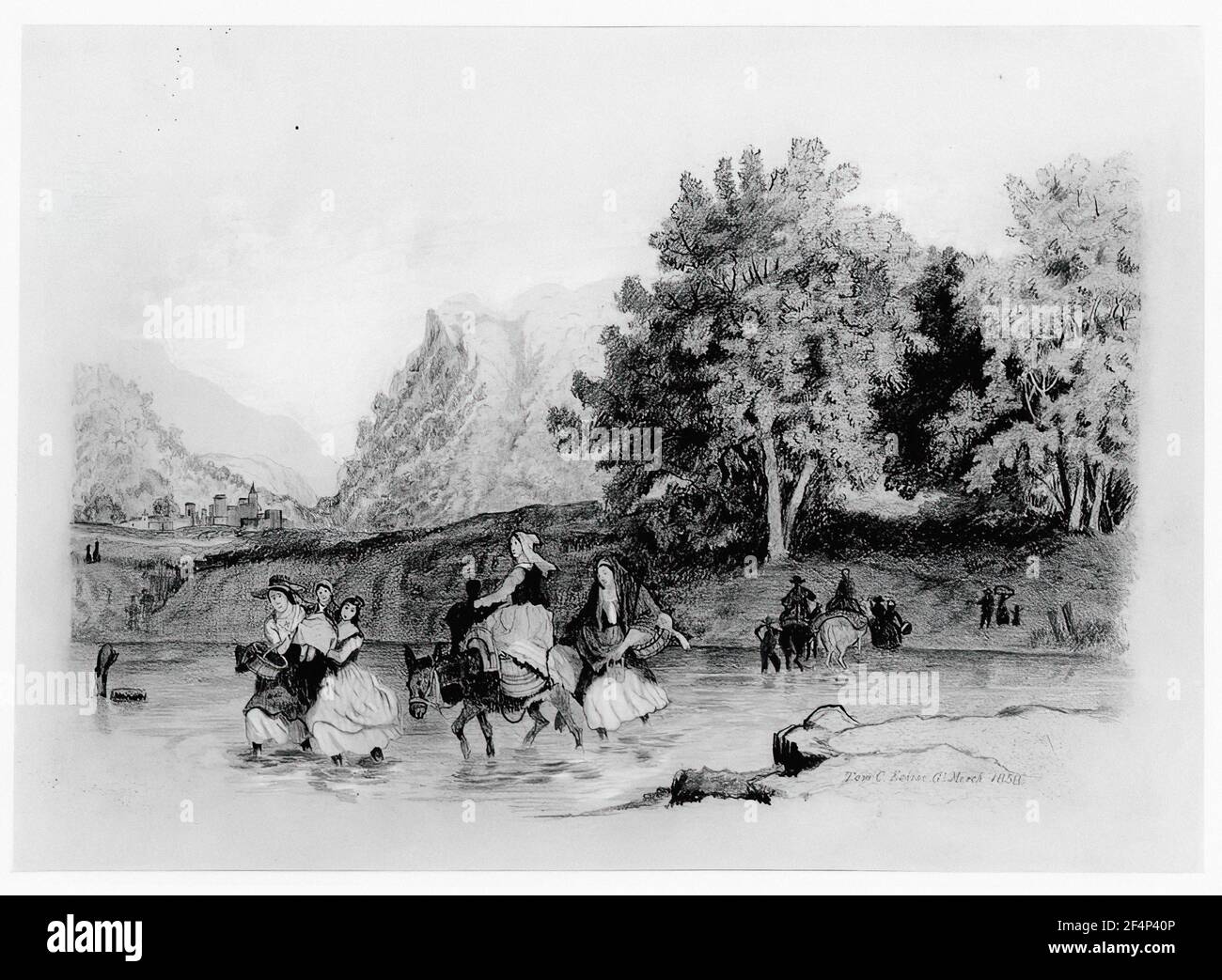 Thomas Eakins - Peasants Crossing Stream 1858 Foto Stock