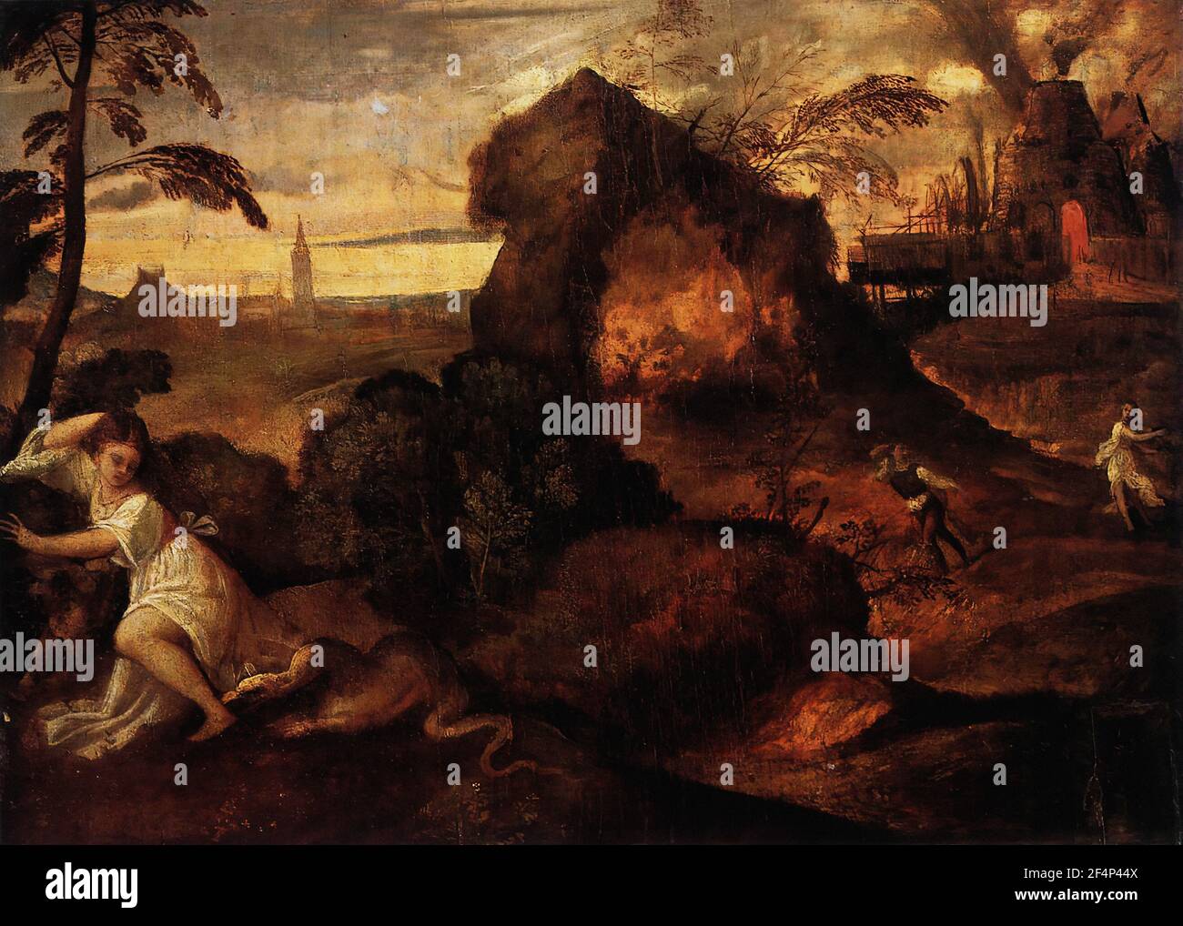 Tiziano Vecelli o Vecellio a.k.a Tiziano - Orpheus Eurydice C. 1508 Foto Stock