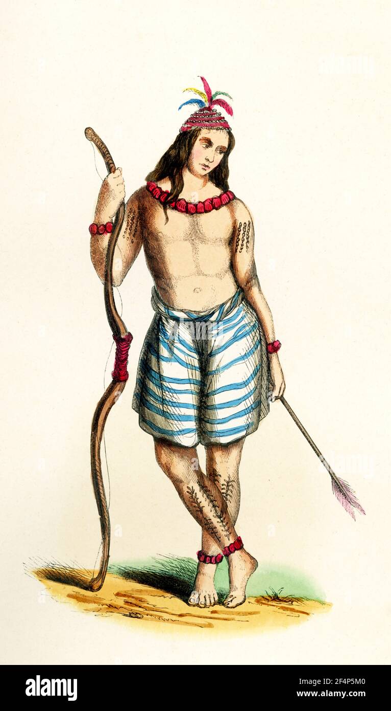 Questa illustrazione del 1840 mostra un uomo di Formosa, l'isola di Taiwan, così chiamato dai marinai portoghesi nel 1544. In portoghese "formosa" significa "bello". Foto Stock