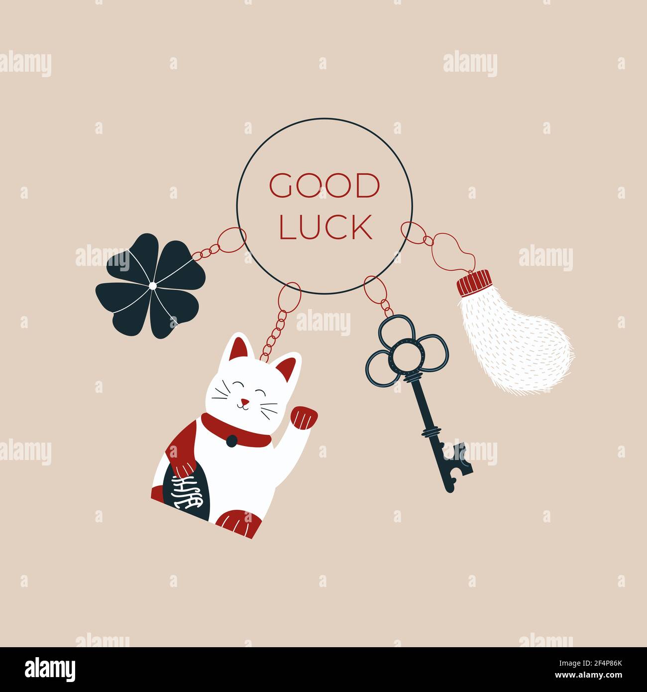 Buona fortuna portachiavi Illustrazione Vettoriale