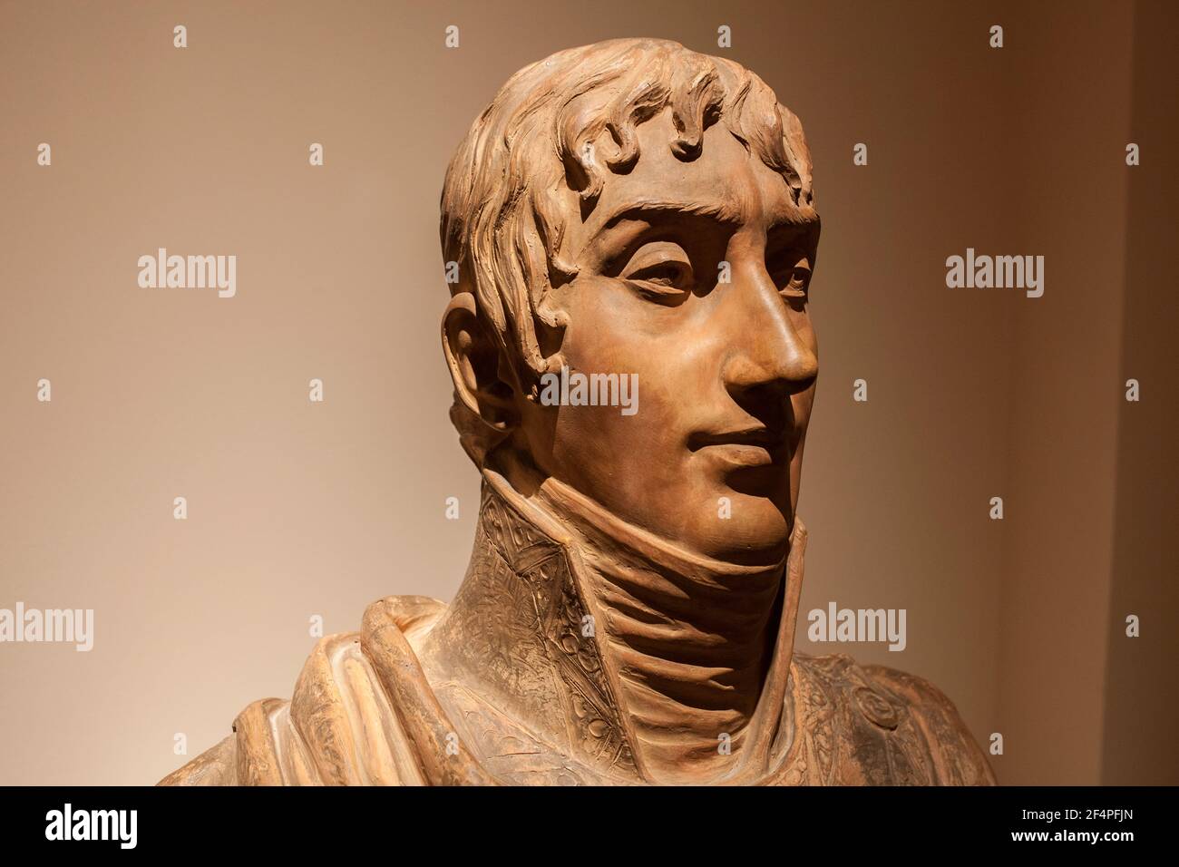 Madrid, Spagna - 6 marzo 2021: Busto di Cosme Damian Churruca y de Elorza, brigadiere della Real Armada. Battaglia di Trafalgar Hero. Di Savadell 19 ° C. Foto Stock