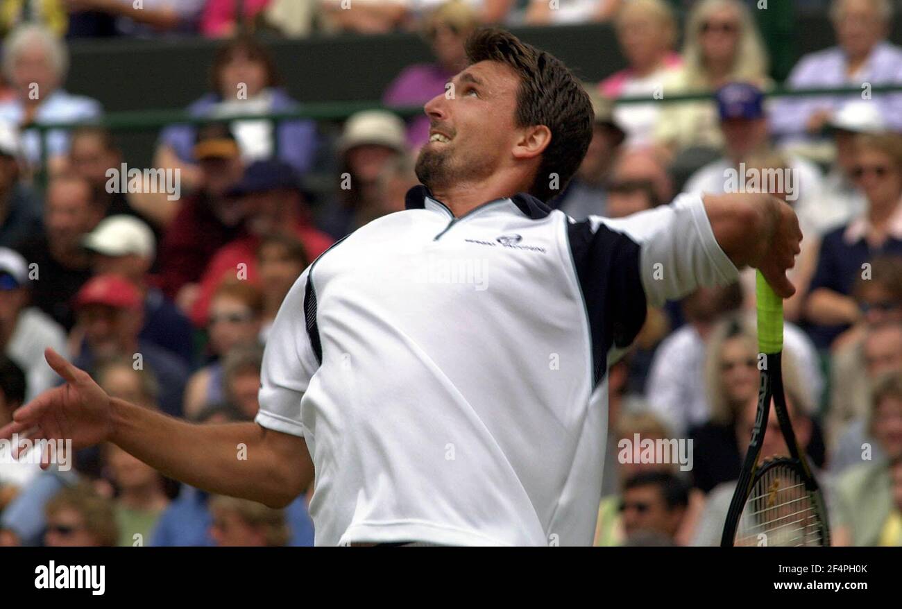 Campionato di tennis Wimbledon Luglio 2001GORAN IVANISEVIC MATCH CON ANDY RODDICK Foto Stock