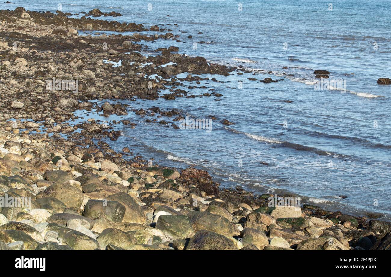 A riva nella costa del New Hampshire. Lungo la Route 1A. Bass Beach è una delle molte spiagge costiere dell'Oceano Atlantico sulla costa del New Hampshire. Foto Stock