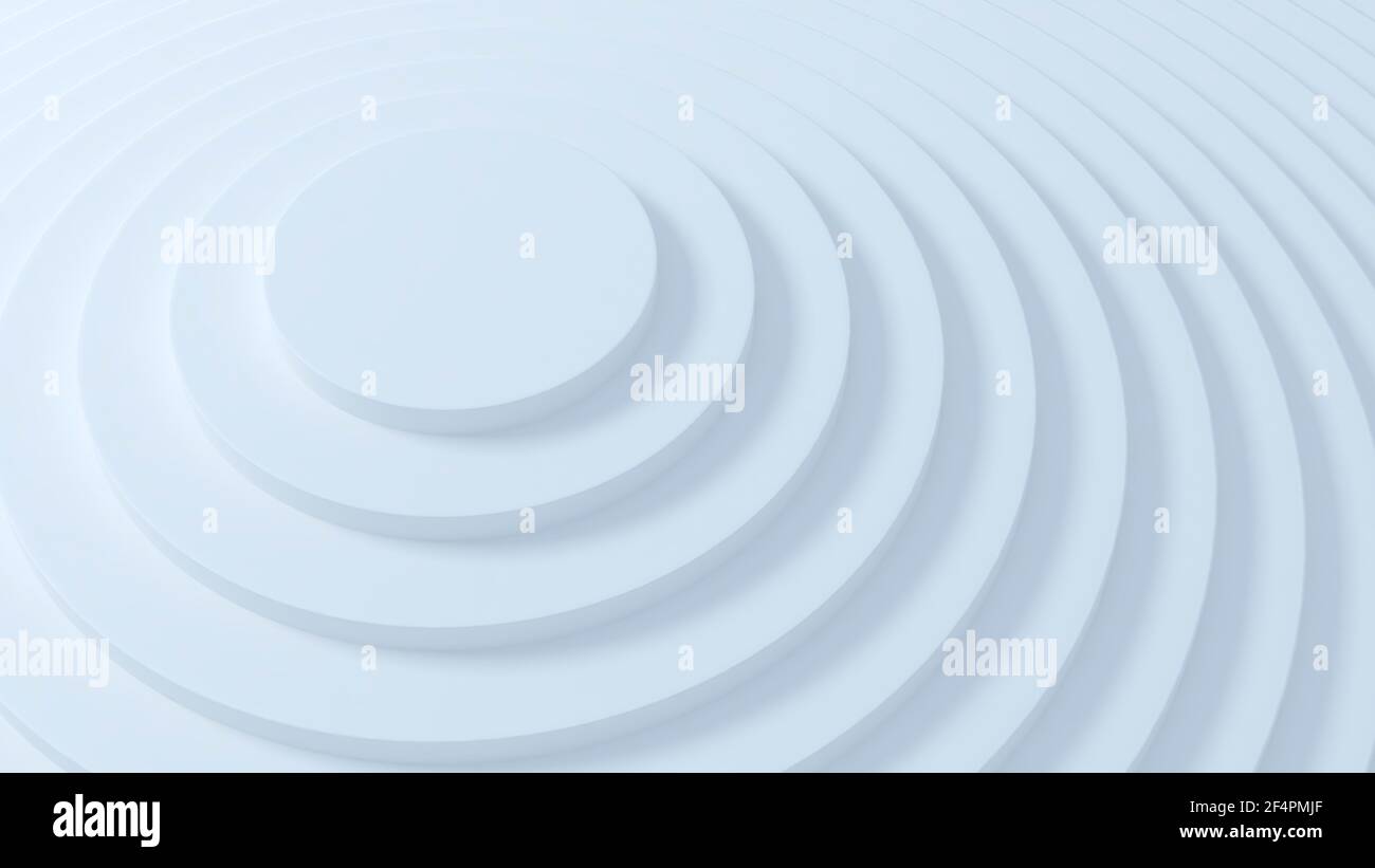 Cerchi bianchi. Modello astratto per sfondo di modelli web, copertina di brochure o app. Stile del materiale. Illustrazione 3D geometrica Foto Stock