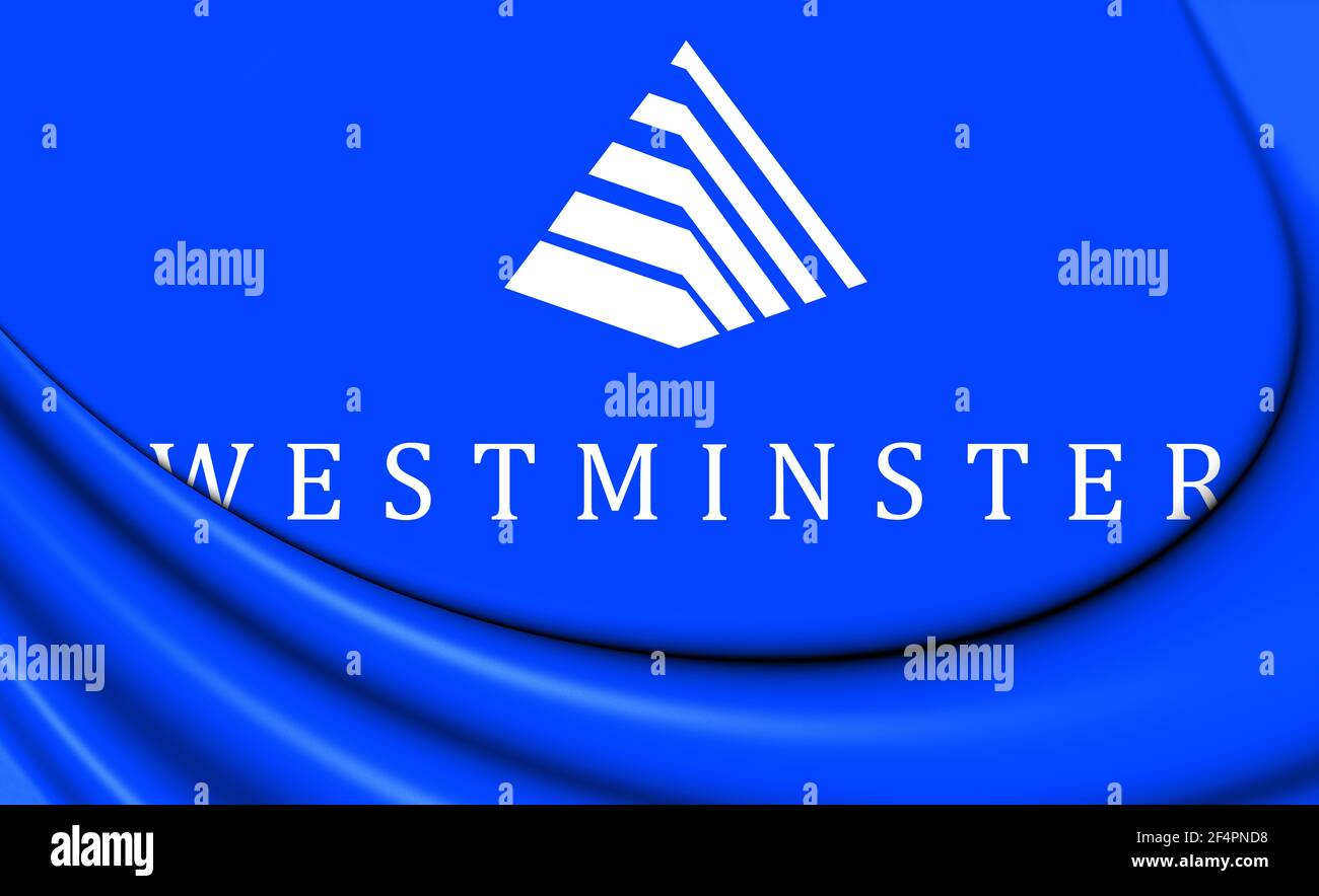 3D Bandiera di Westminster (Colorado), STATI UNITI D'AMERICA. 3D'illustrazione. Foto Stock